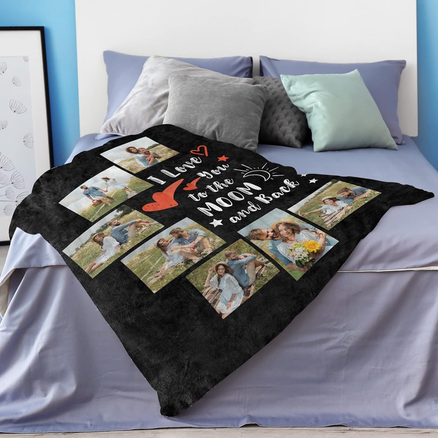 Custom Blanket with Photos Personalized Picture Throw Blankets Gifts for Women Lover Friend Customized Picture Gifts Flannel Blanket Christmas Anniversary Birthday Wedding 40"X50" Made in USA