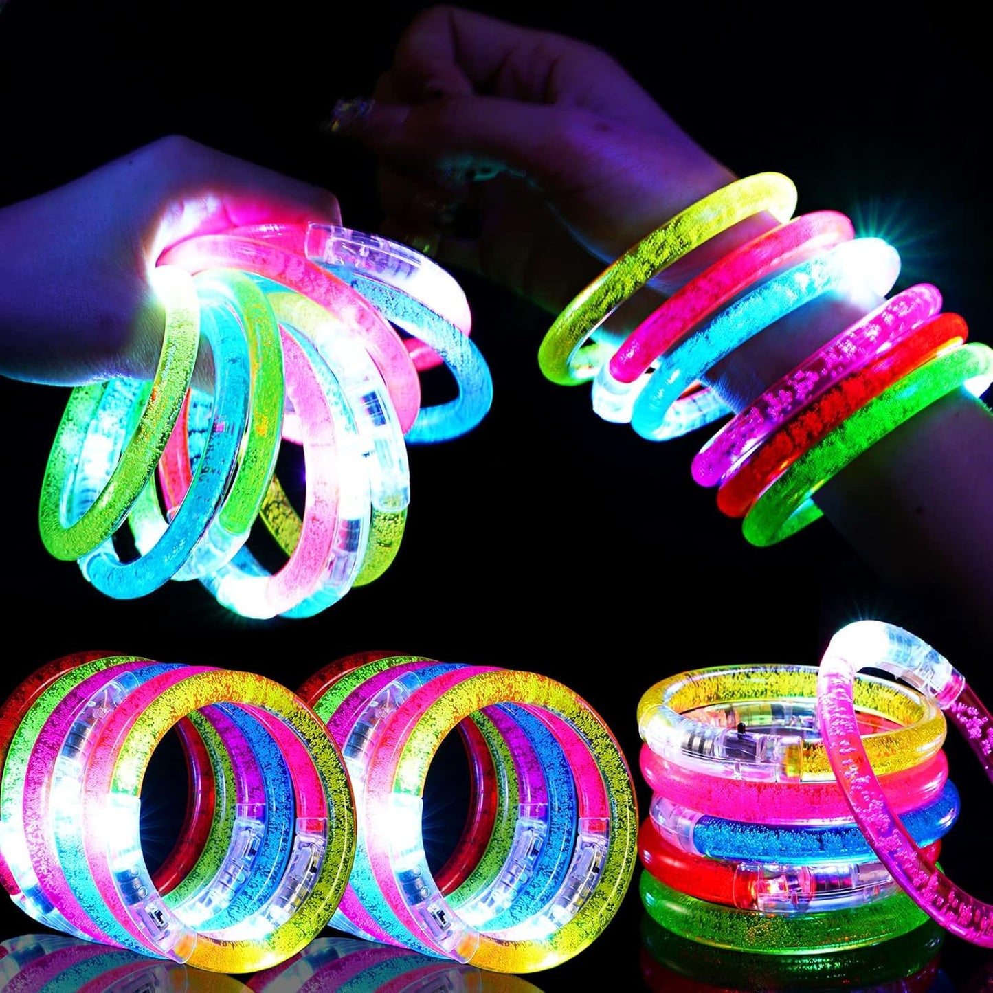 36Pcs LED Bracelets Glow Sticks Glow in the Dark Party Supplies for Kids/Adults, Halloween Party Favors for Kids Flashing Light up Toys, Neon Accessories Carnival Birthday Concert Games Gifts