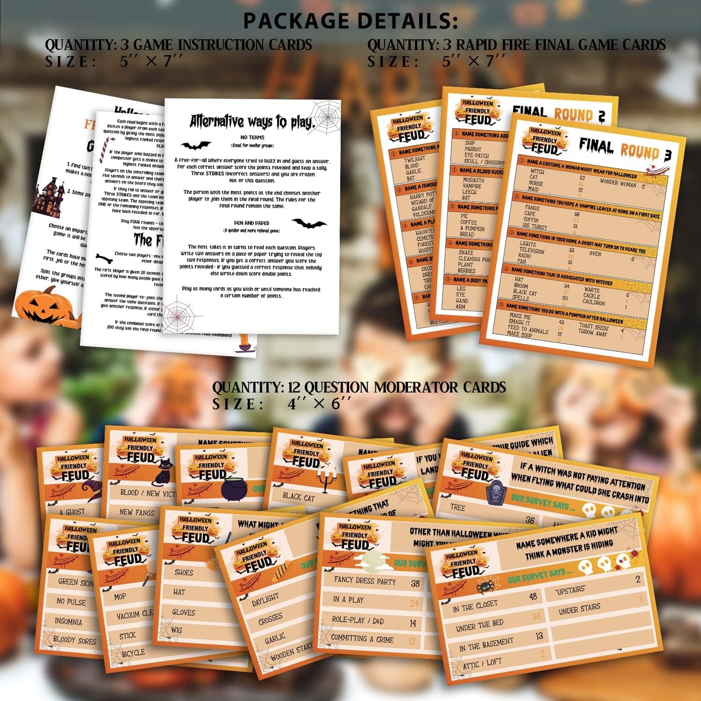 Halloween Friendly Feud Quiz, Halloween Party Game Activity, Feud Trivia Quiz - 003I