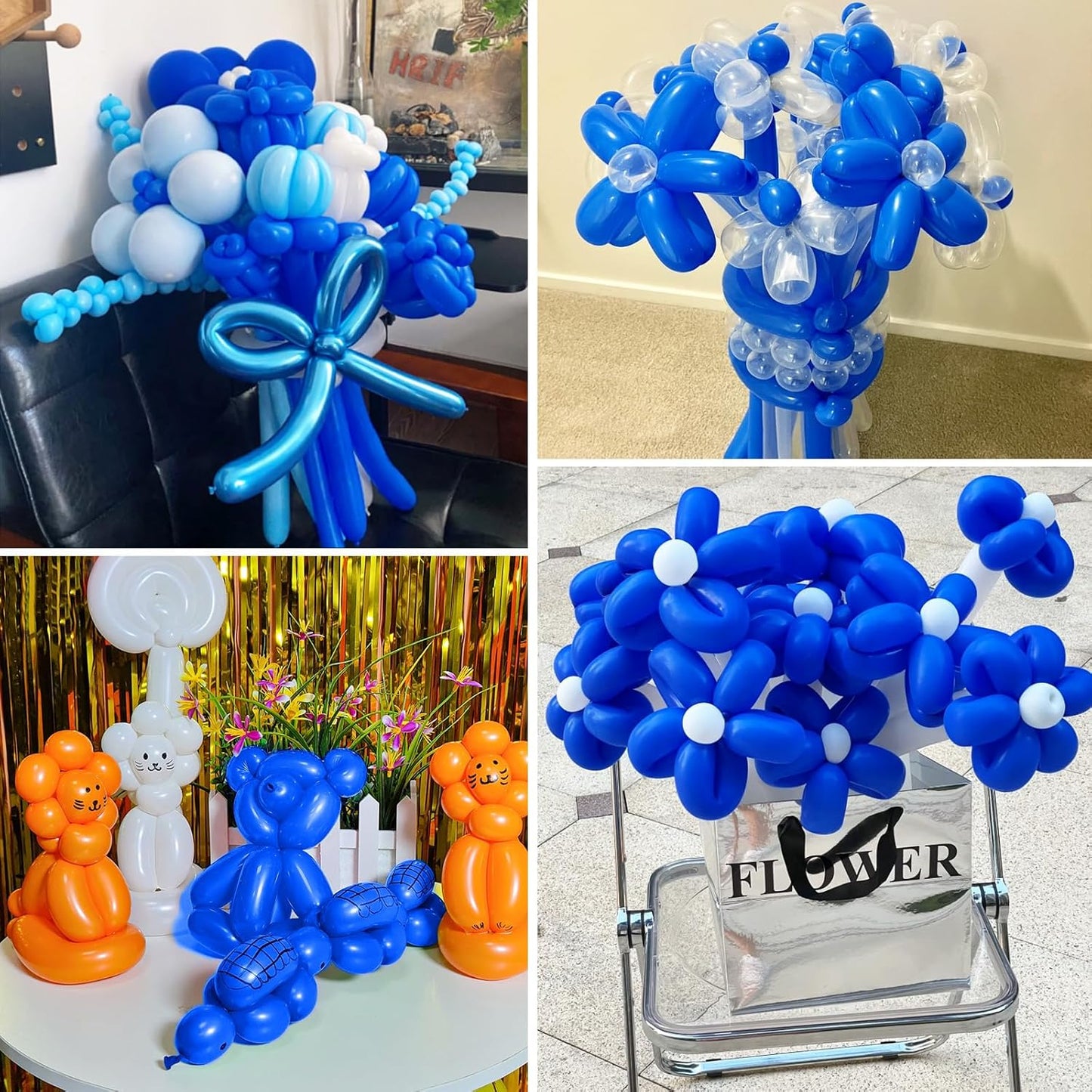 100Pcs Blue 260 Balloons, Long Balloon for Tying Balloon Arch, Long Skinny Ballons for Twisting Ballons Animal Balloons Birthday Party Wedding Festival Decorations