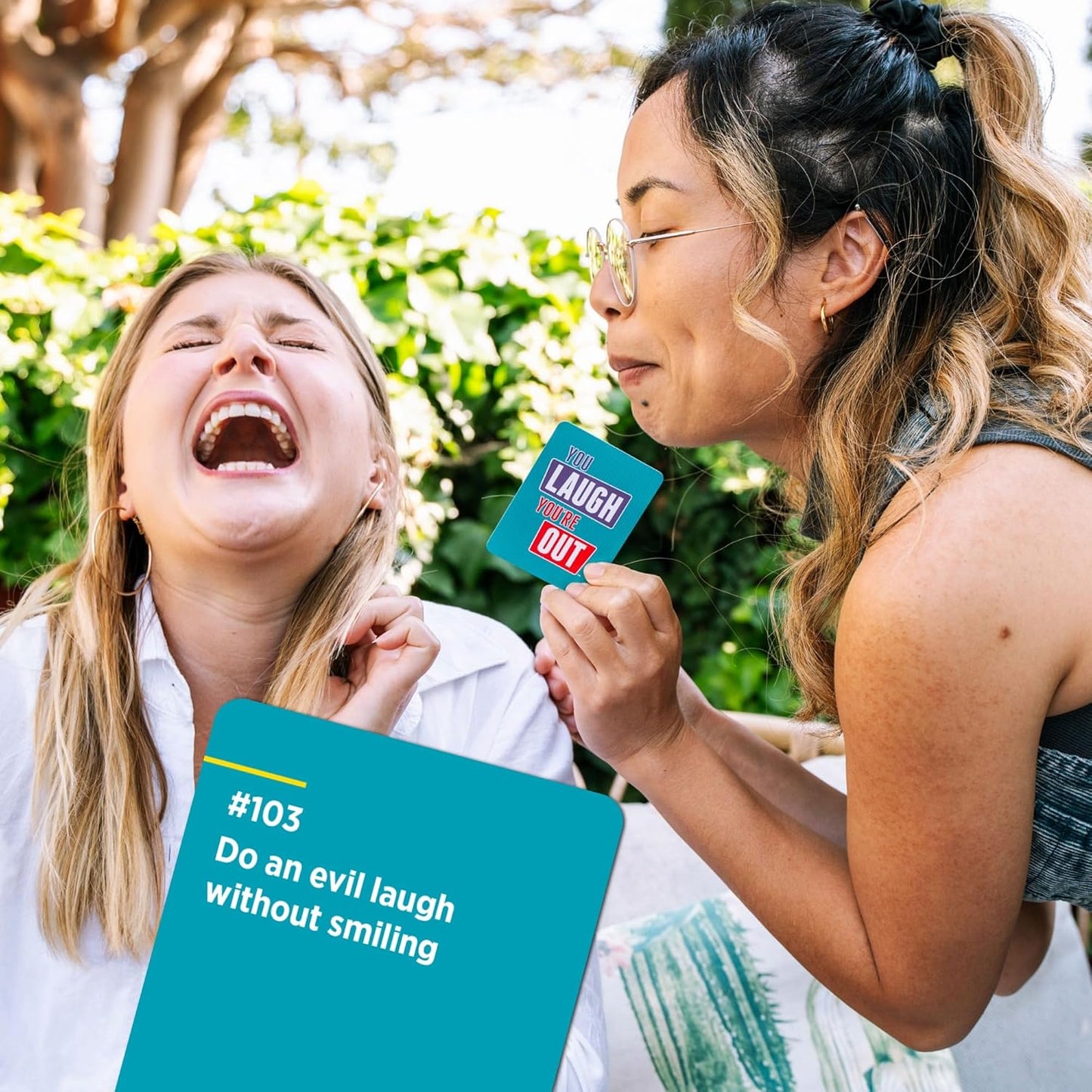 DSS Games You Laugh You're Out [Try Not to Laugh Family Card Game for Adults & Teens | White Elephant Gift for Adults | 125 Prompt Fun Cards for Family Game Nights, Thanksgiving, & Parties Ages 14+]