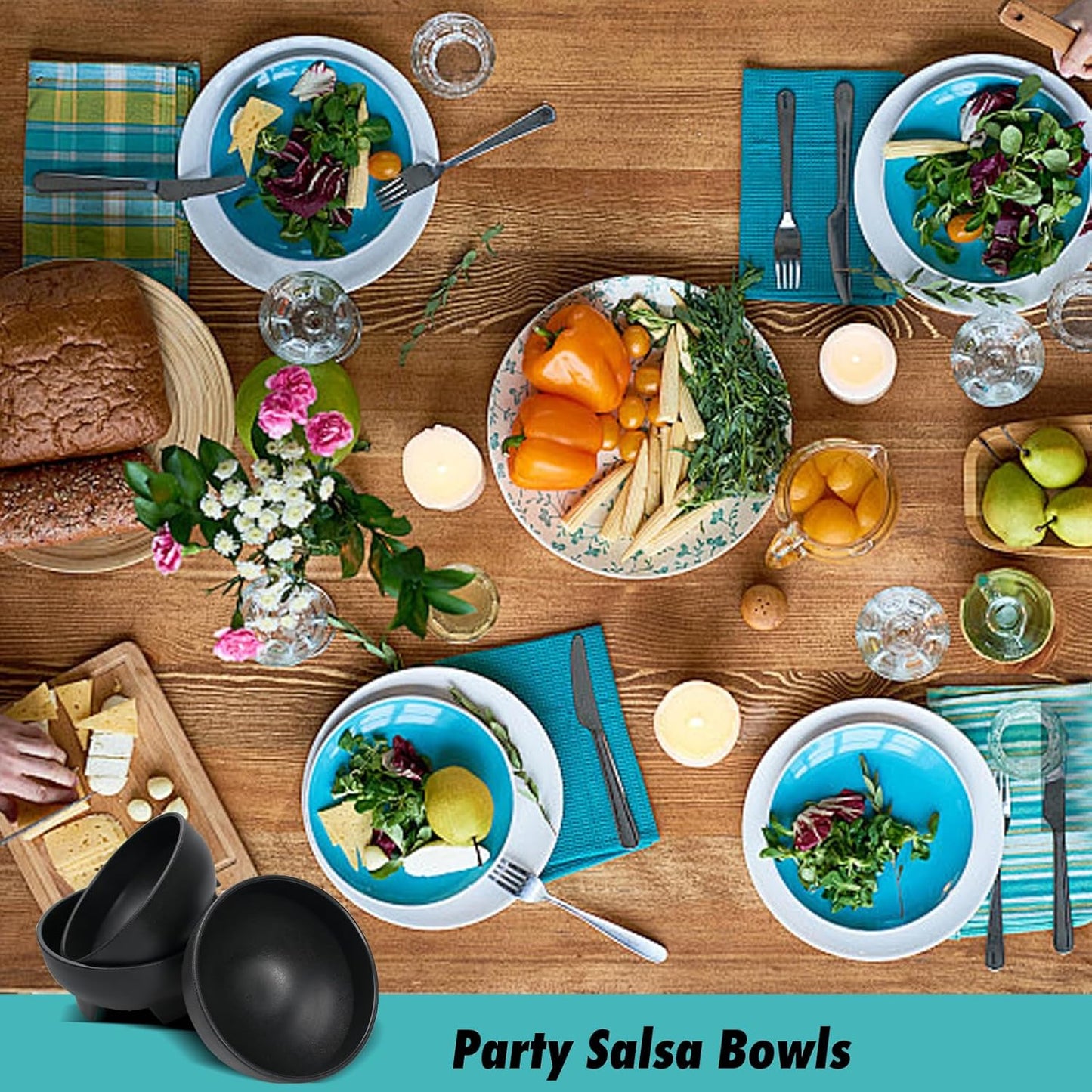 28 Pack 10.6 oz Mexican Salsa Bowls, Small Guacamole Containers, Plastic Salsa Bowl for Serving Parties, Chips, Dip, Nuts, Candy, and Sauce Set