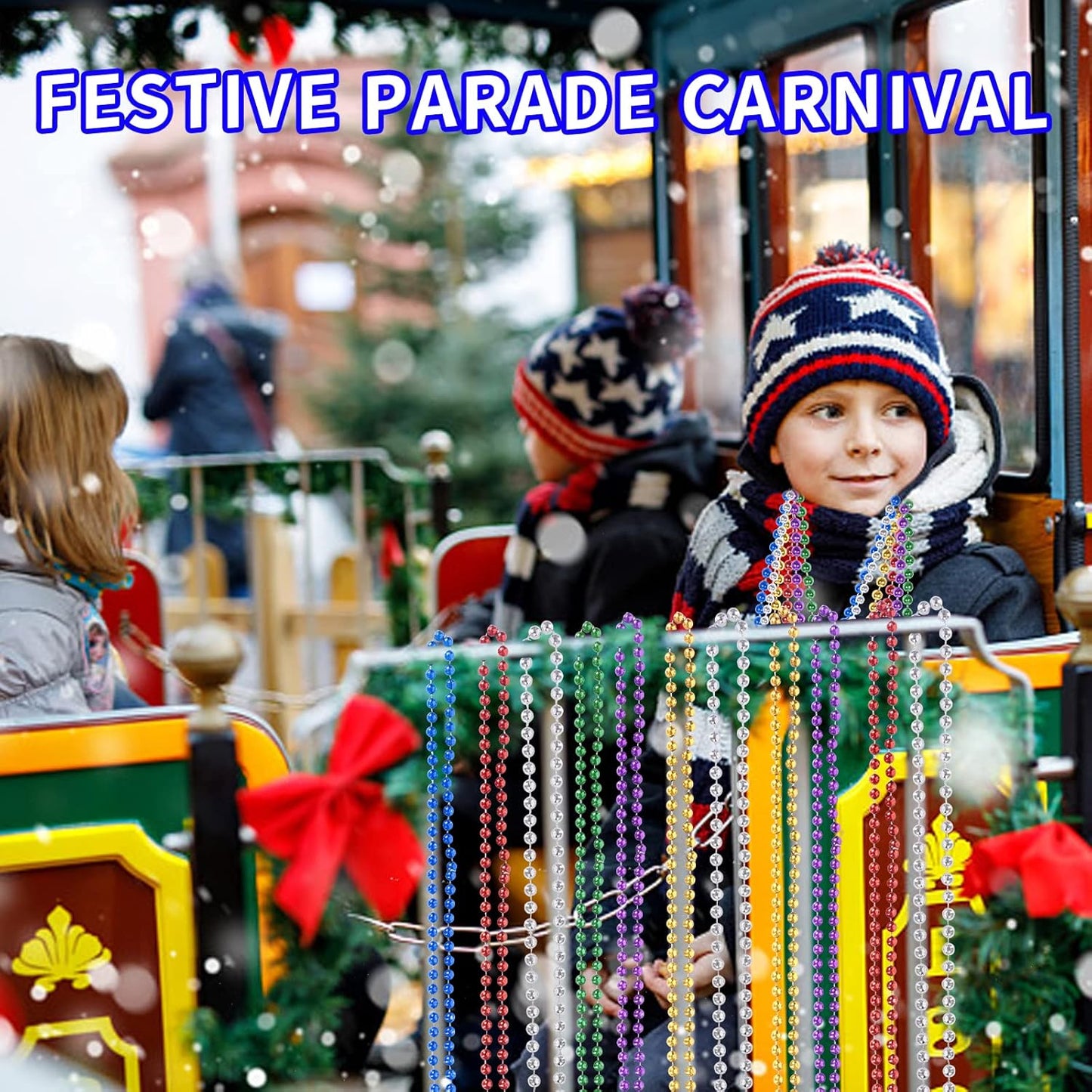 YAXINRUI 30 PCS Mardi Gras Beads, Party Beads Necklaces for Mardi Gras, Christmas, St. Patrick's Day, Party Favors, Metallic Colorful Throw Beads Accessories in 10 Colors