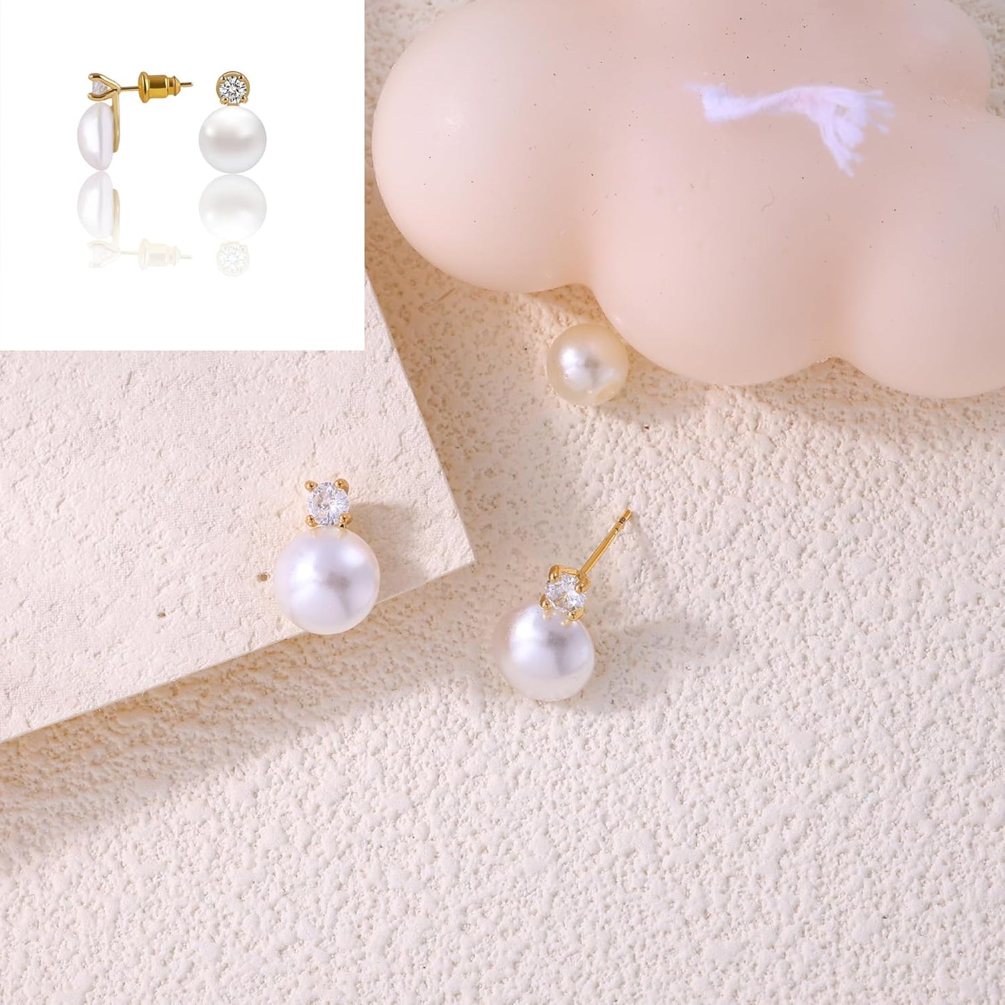 SELSHE Dangle Earrings for Women, 14k Gold Plated Pearl Drop Earring Dainty Gold Earrings for Women Trendy Cute Prom Bridal Earring Long Wedding Pearl Earring Formal Jewelry
