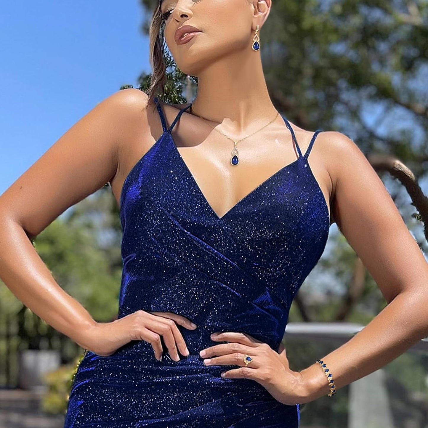 BriLove Wedding Jewelry Set for Women Bride Bridesmaid, Gorgeous Cubic Zirconia Teardrop Necklace Earrings Bracelet Adjustable Ring Jewelry Gift for Birthday/Anniversary/Mother’s Day