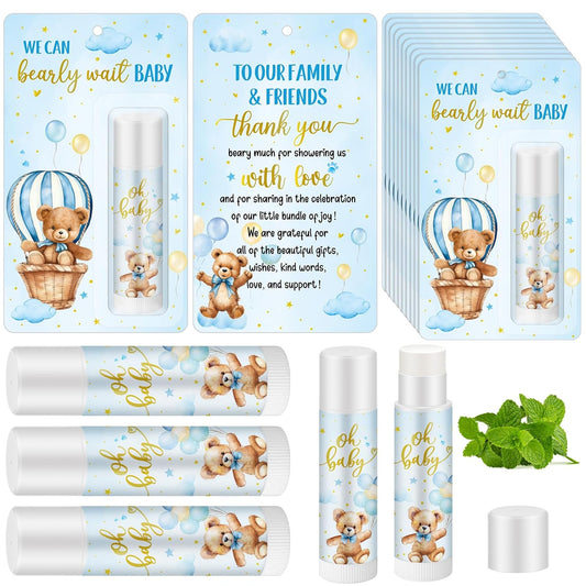50 Pack Bear themed Baby Shower Favor Baby Shower Lip Balm Party Gifts for Guest Games Prizes Friends Gender Reveal Girls Boys Halloween Thanksgiving Christmas