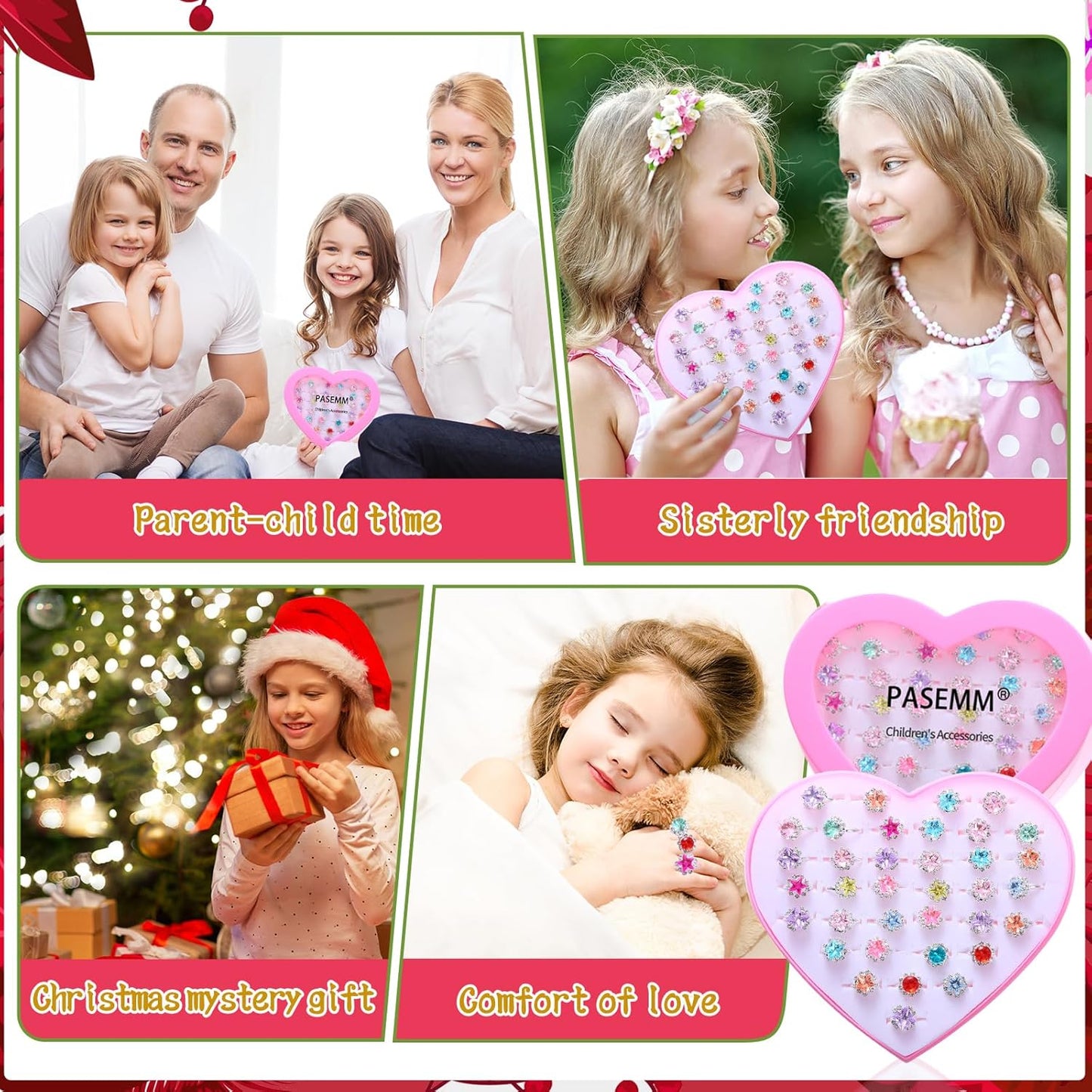 36pcs Little Girl Rhinestone Gem Rings,Adjustable,Random Color Style Diamond Kids Play Rings in Box,Pretend Play and Dress Up Rings for 4-12 Year Old Girl Birthday Gifts, 3 4 5 6 7 8 9 10 11 12