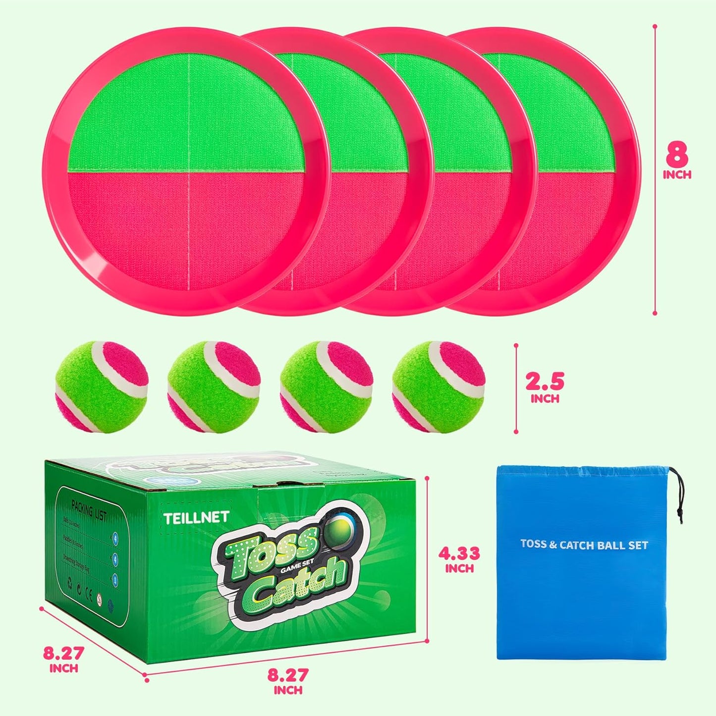 Toss and Catch Ball Set Upgraded - Kids Toys Outdoor Games for Whole Family - Water-Resistant Great for Beach Pool Yard Games - Classic Gift for Boys Girls 3 4 5 6 7 8 9 10 11 12+ Years Old