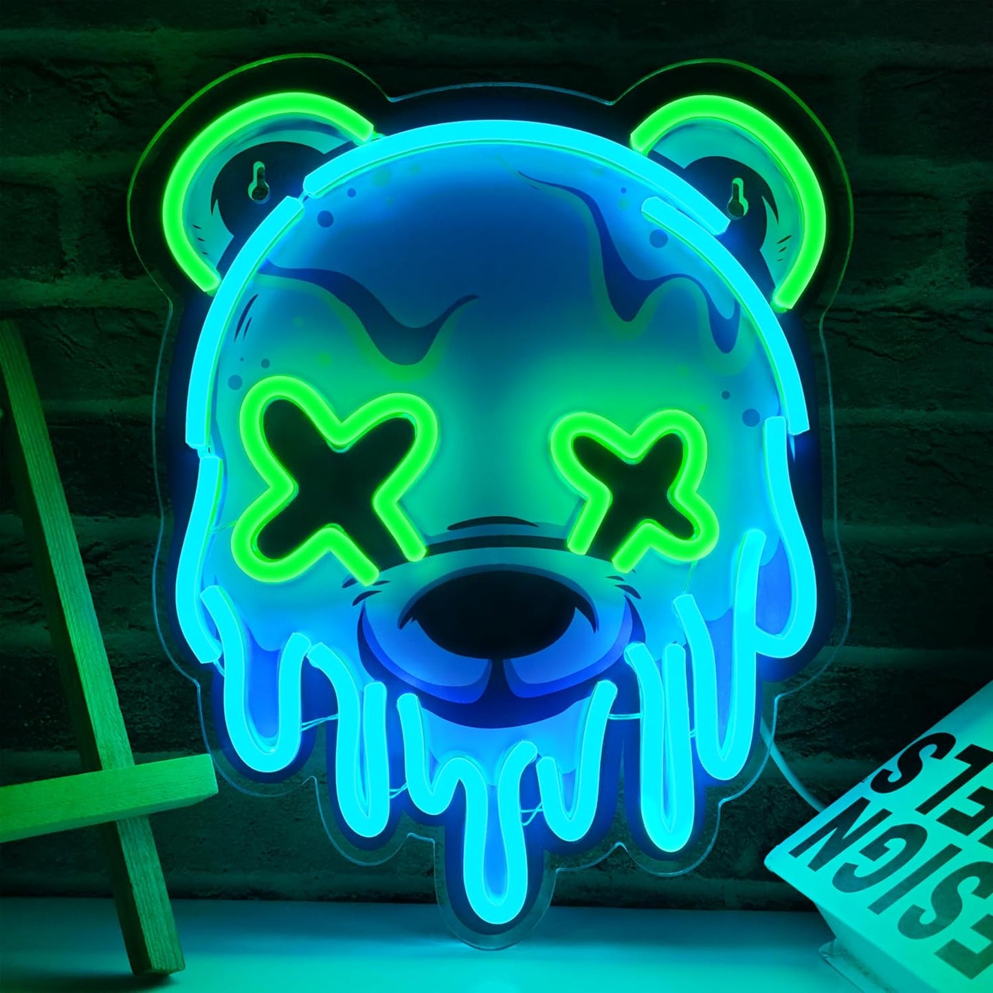 Ice Bear Neon Sign, Cool Led Sign for Wall Decor - Usb Powered, Adjustable Brightness Anime Bear Led Light for Bedroom, Bar, Pub, Party, Man Cave Decor, Unique Gift for Teenage Boys