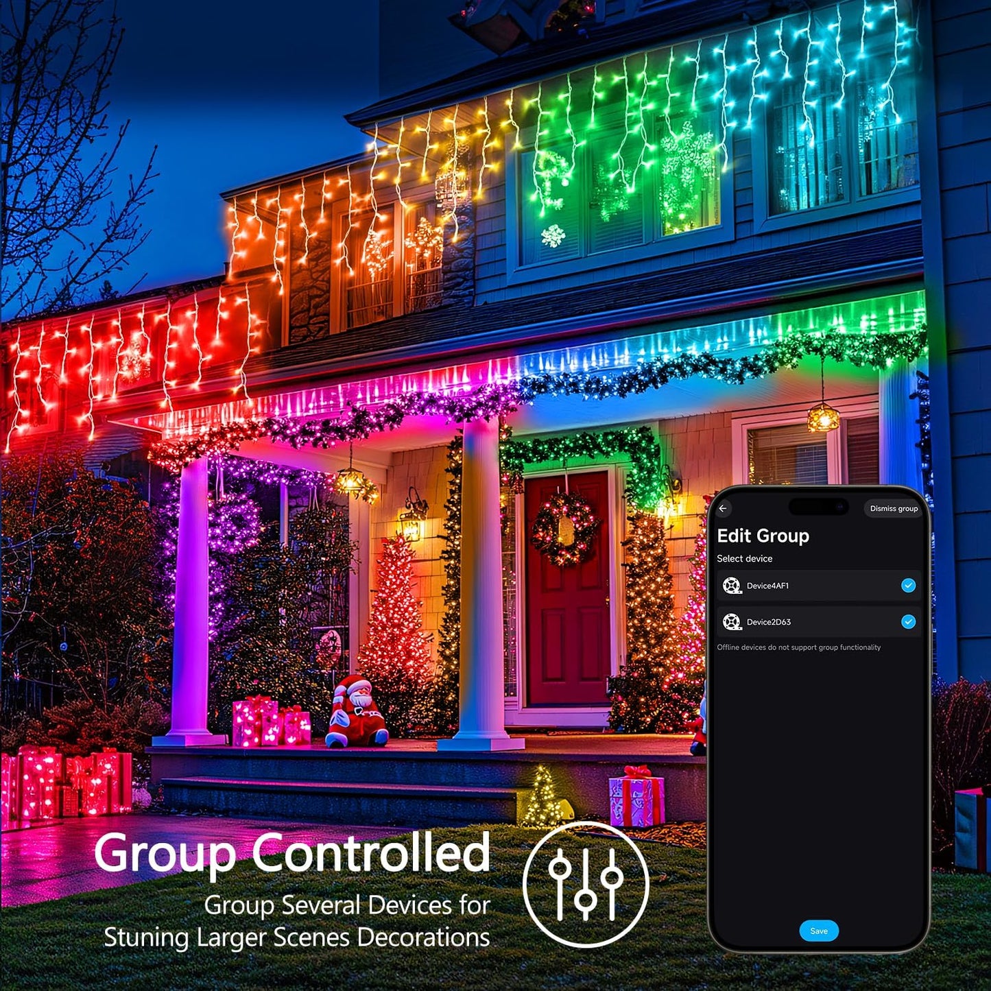 JMEXSUSS 200 LED RGB String Light Outdoor Indoor, Christmas Lights Outdoor Clear Wire Christmas Lights Plug in for Bedroom Tree Room Party Birthday Decorations