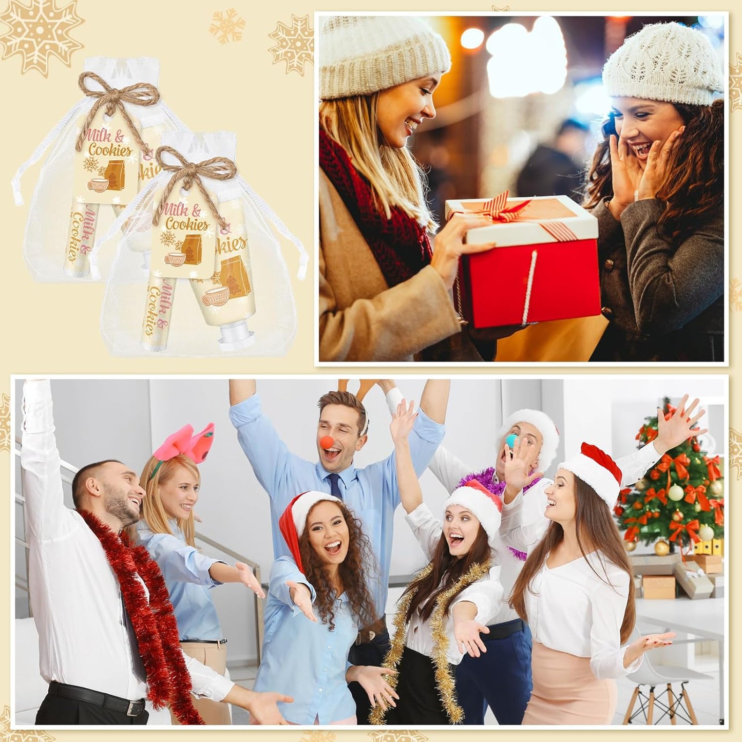 192 Pcs Christmas Hand Cream and Lip Balm Gifts 48 Sets Milk and Cookies Winter Christmas Party Favors Xmas Bridal Baby Shower Gifts Hand Lotion and Lip Balm for Guest Wedding Party Supplies