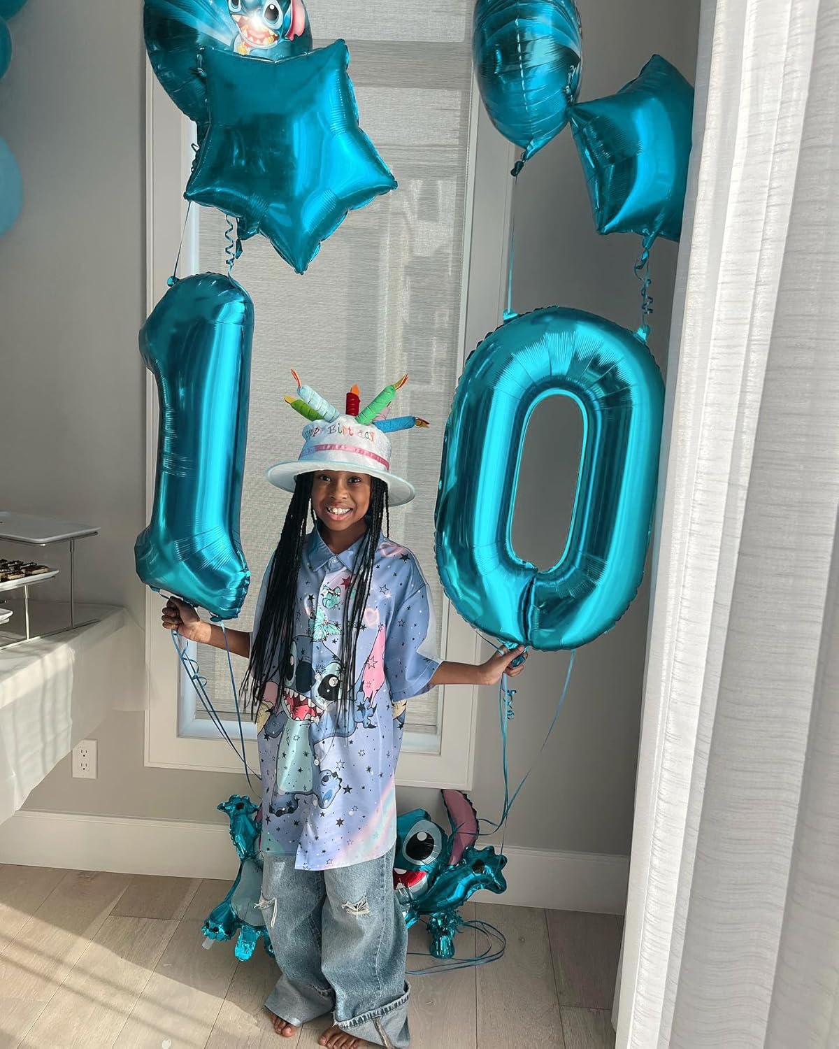 Number Balloon 40 Inch, Blue 0 Number Balloons, 10 20 30 40 50 Numbers Balloon Birthday Decorations, Blue Party Supplies for Women Men