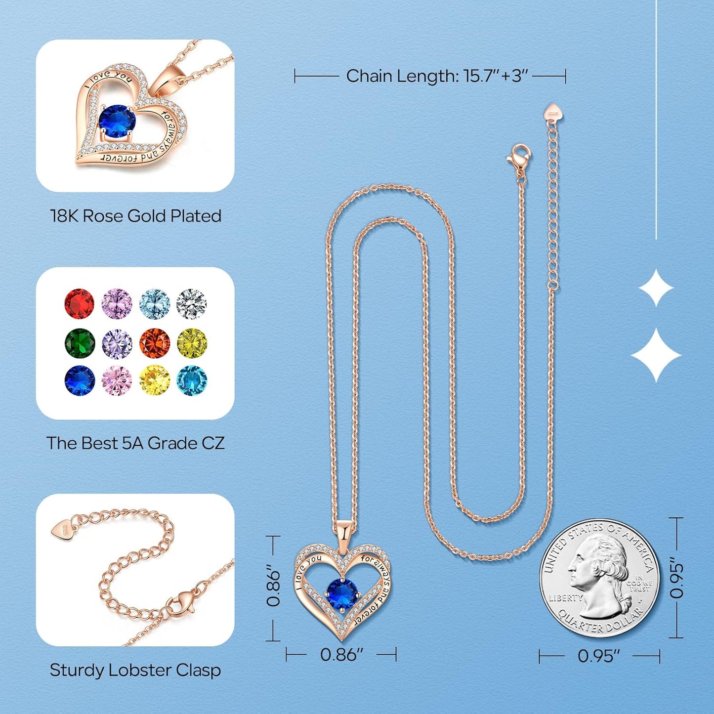 18K Rose Gold Necklaces for Women Birthday Gifts for Women Jewelry for Women Birthday Gifts for Wife Girlfriend Daughter Wife Birthday Gifts for Anniversary Mothers Day Christmas Valentines Gifts