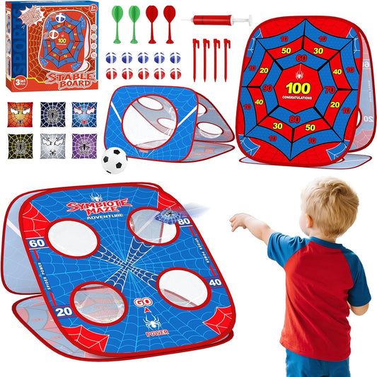 Spider Bean Bag Toss Game for Kids: 4-in-1 Cornhole Board Indoor Outdoor Toys for Kids Boys Girls 3 4 5 6 7 8 Year Old Birthday, Outside Activity Beach Backyard Lawn Family Party Game