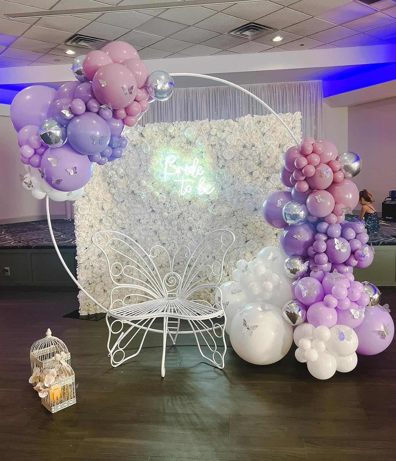 Purple Balloon Arch Kit, 140Pcs Light Purple White and Confetti Balloons Different Size Balloons for Baby Shower Bridal Shower Birthday Wedding Girl Princess Anniversary Party Decorations
