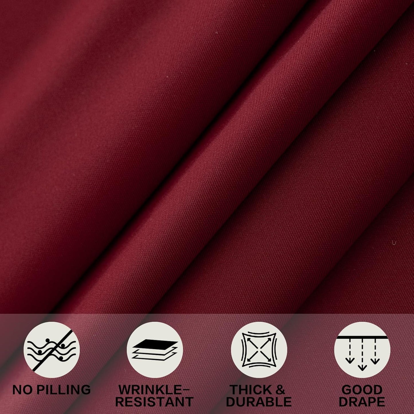 4ft Wine Red Stretch Tablecloth for Rectangular Tables - Flared Wrap Design, Waterproof, Wrinkle-Resistant, Washable - Ideal for Weddings, Parties, Banquets & Table Protection
