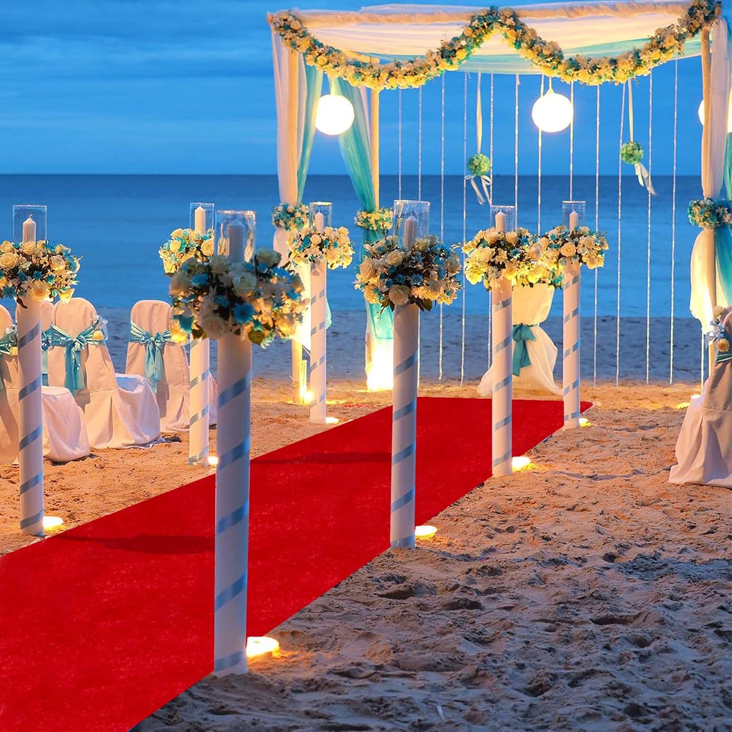 FUHSY Red Carpet Aisle Runner for Wedding Ceremony 4ft x 30ft Velvet Wedding Aisle Runners Party Runner Rug Wedding Runner Aisle Outside Aisle Runners for Weddings Bridal Shower Red Aisle Decorations