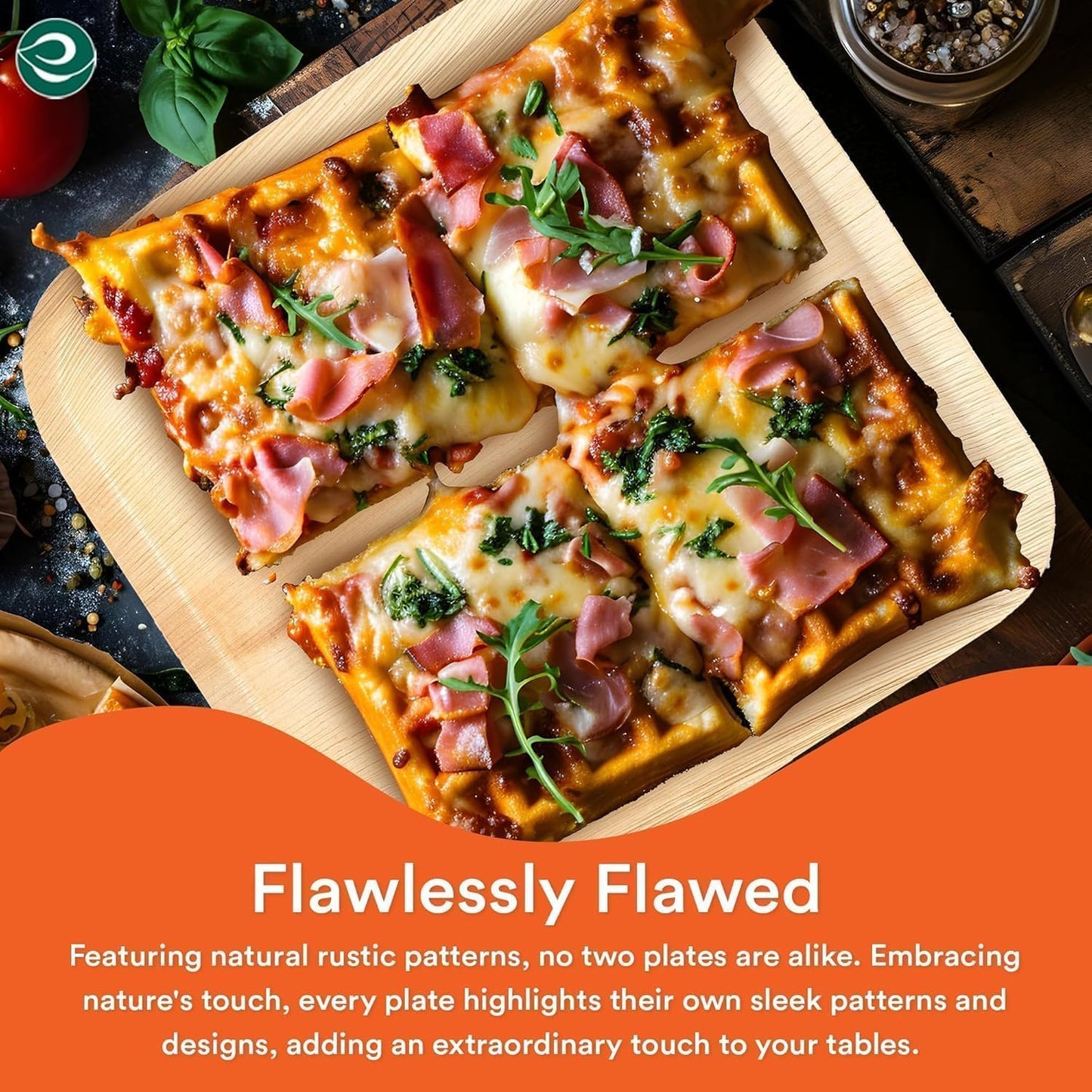 ECO SOUL Compostable 10 Inch Palm Leaf Square Plates (50 Count) Like Bamboo Plates | Biodegradable | Eco-Friendly, Microwave & Oven Safe