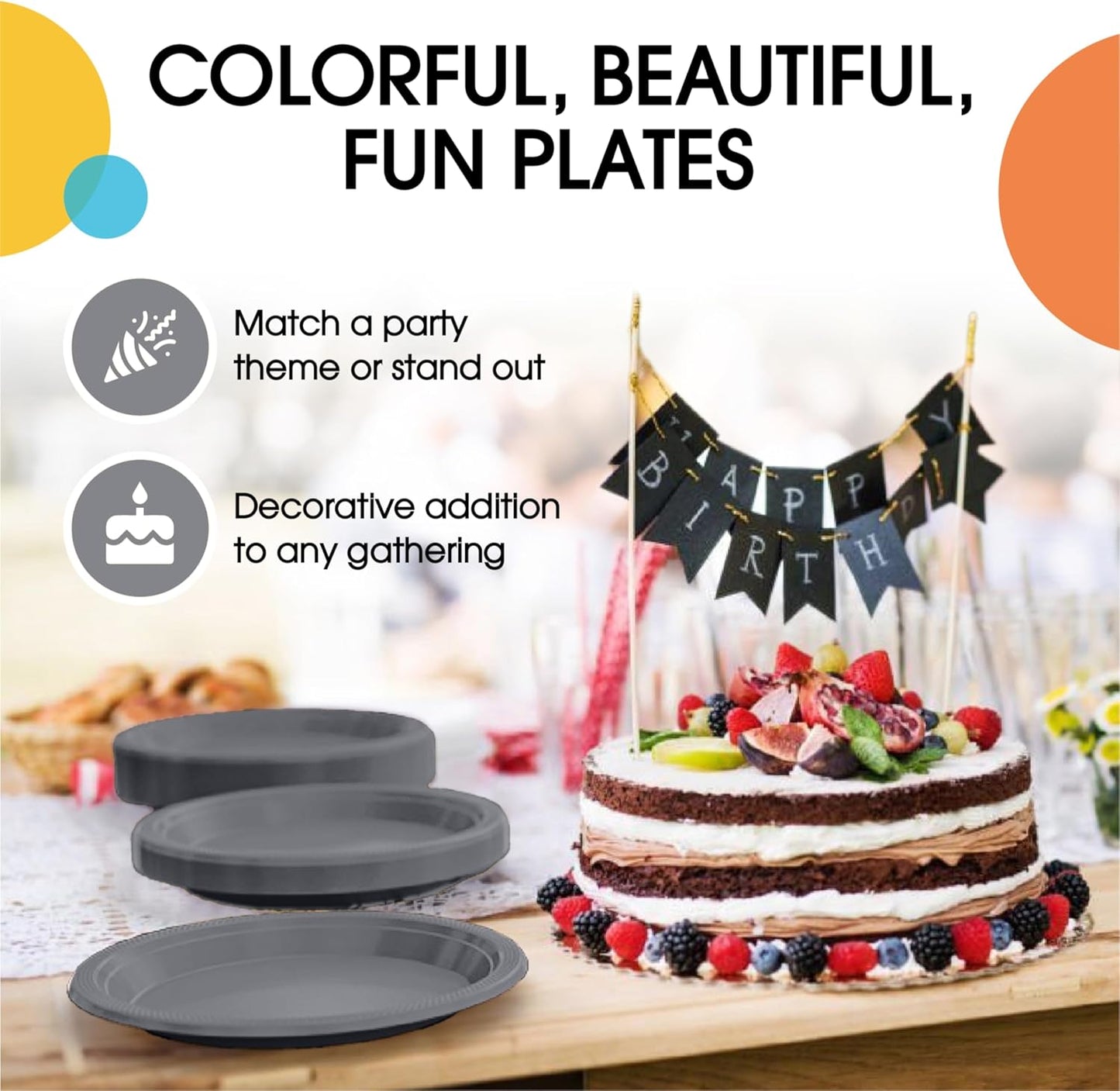 Exquisite Party Solids Silver Plastic Plates Bulk 10" Silver Disposable Plates For Party Supplies 600 Pcs Disposable Dinner Plate Heavy Duty 350 GSM Plate Sets, Plastic Dinnerware Sets