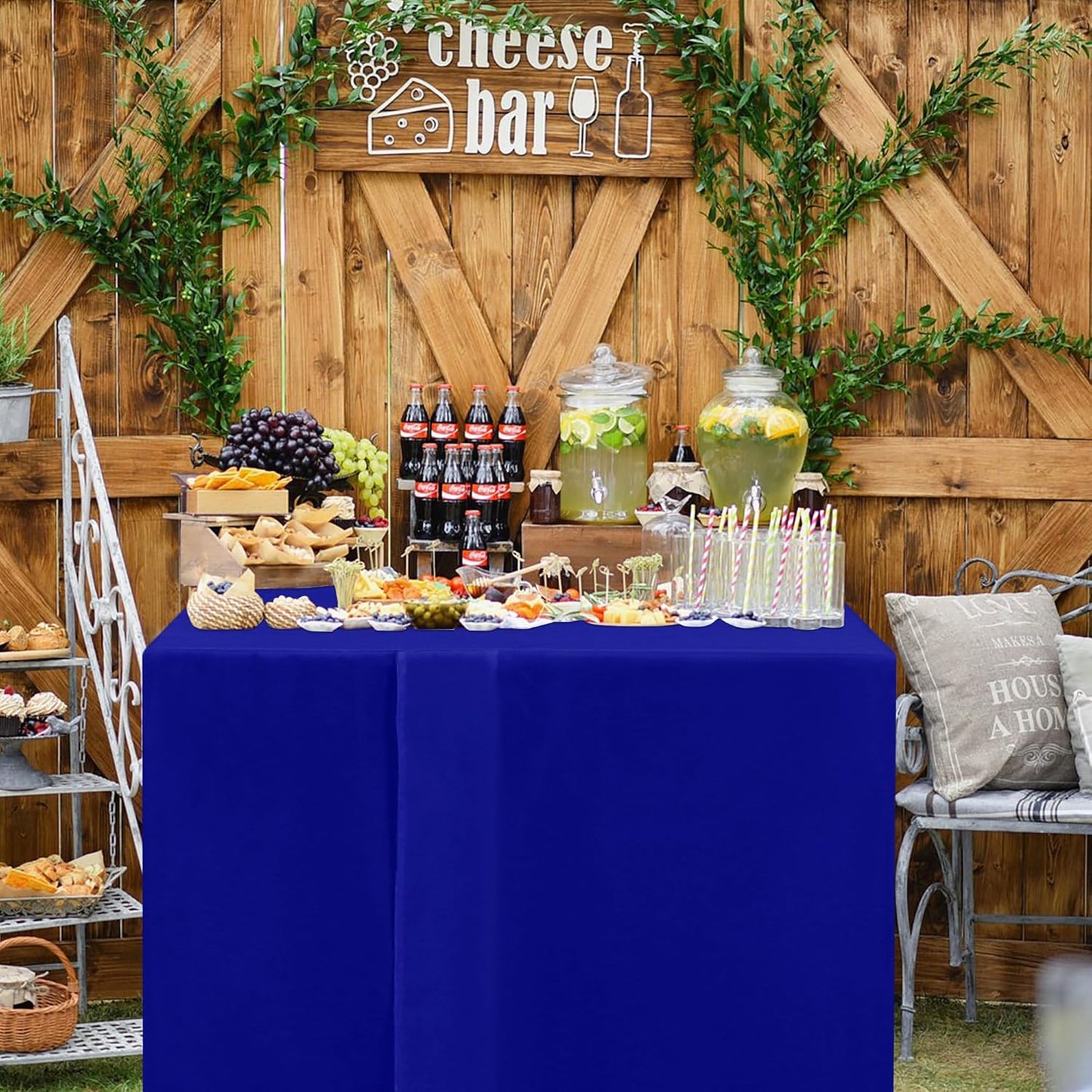 HolidayIdeas 2 Pack Square Fitted Table Covers - 34 x 34 Inch -Card Table Clothes Washable Tablecloth Protectors for Parties, Holiday Dinner, Trade Show, Vendor Stand, Royal Blue