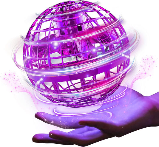 Ciniffo Flying Orb Ball Toy 2025 – Light Up Hand Controlled Boomerang Spinner Mini Drone Toy, Hover Cosmic Globe Ball, Cool Christmas & Birthday Gift for Girls Boys Teens Ages 6+ (Purple)