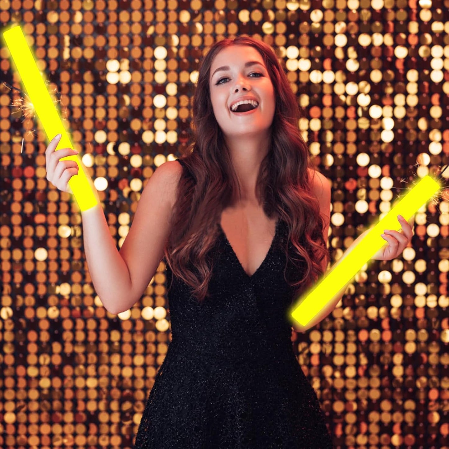 Glow Foam Wand, 36 Pcs Giant Yellow LED Light Up Sticks Flashing Glowing Baton Wands Party Supplies for Easter, Wedding, Raves,Concert,Birthday,Christmas, Halloween