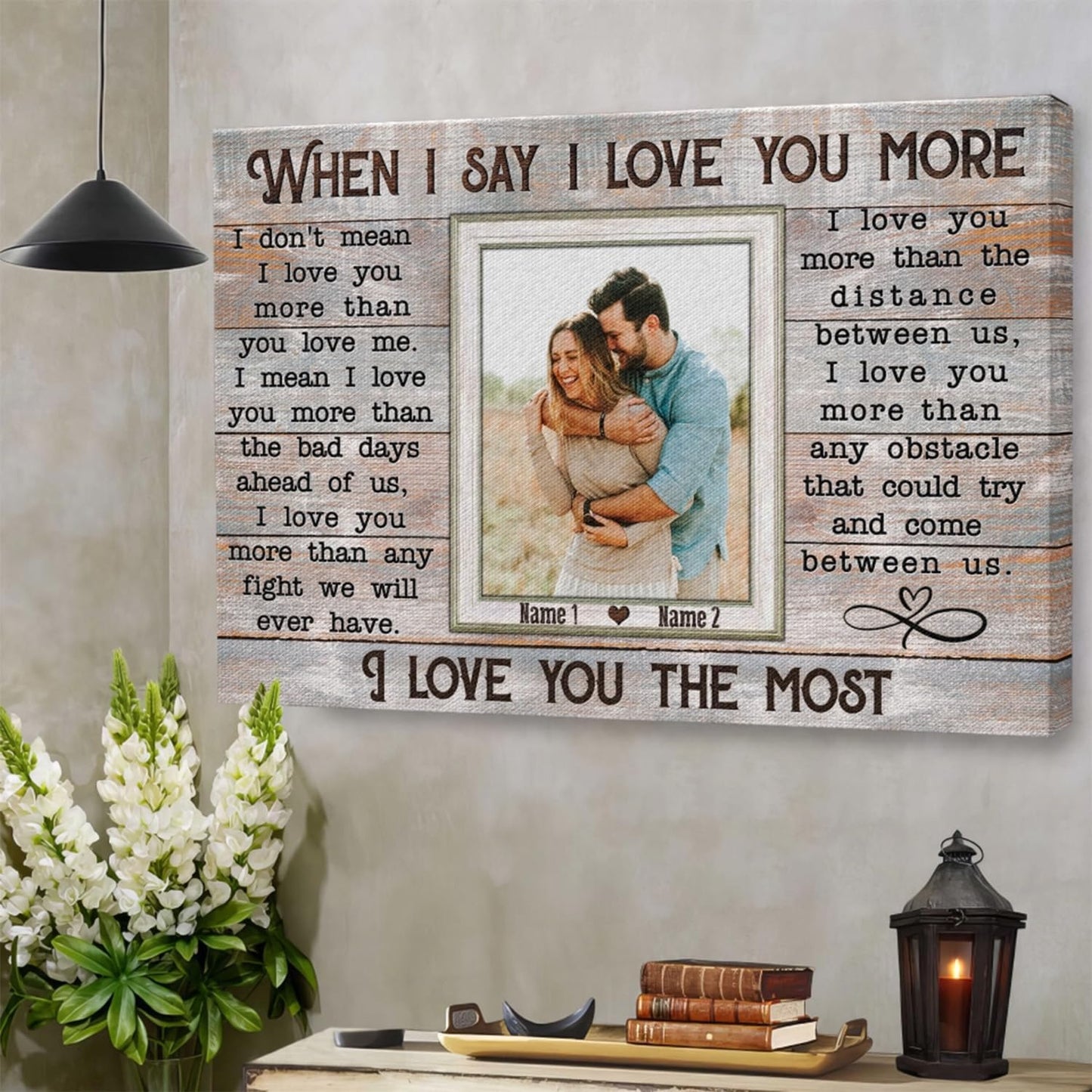 DemCanvas Personalized “When I Say I Love You More” Photo Canvas – Custom Names & Date – Wedding Gifts for Couples 2025, Anniversary Couple Gift for Wife, Bride & Groom Engagement Picture Frame, Romantic Wall Art