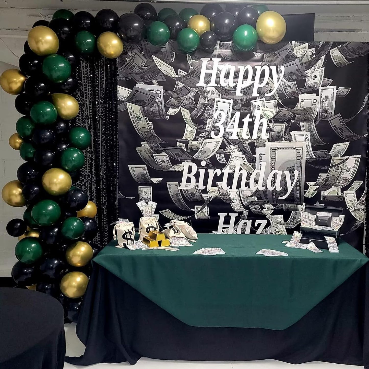Balloons Green Black and Gold, 70pcs 12 Inch Dark Green Metallic Chrome Gold Black Latex Helium Balloons for Jungle Safari Theme Birthday Video Game Party Supplies Graduation Wedding Party Decorations