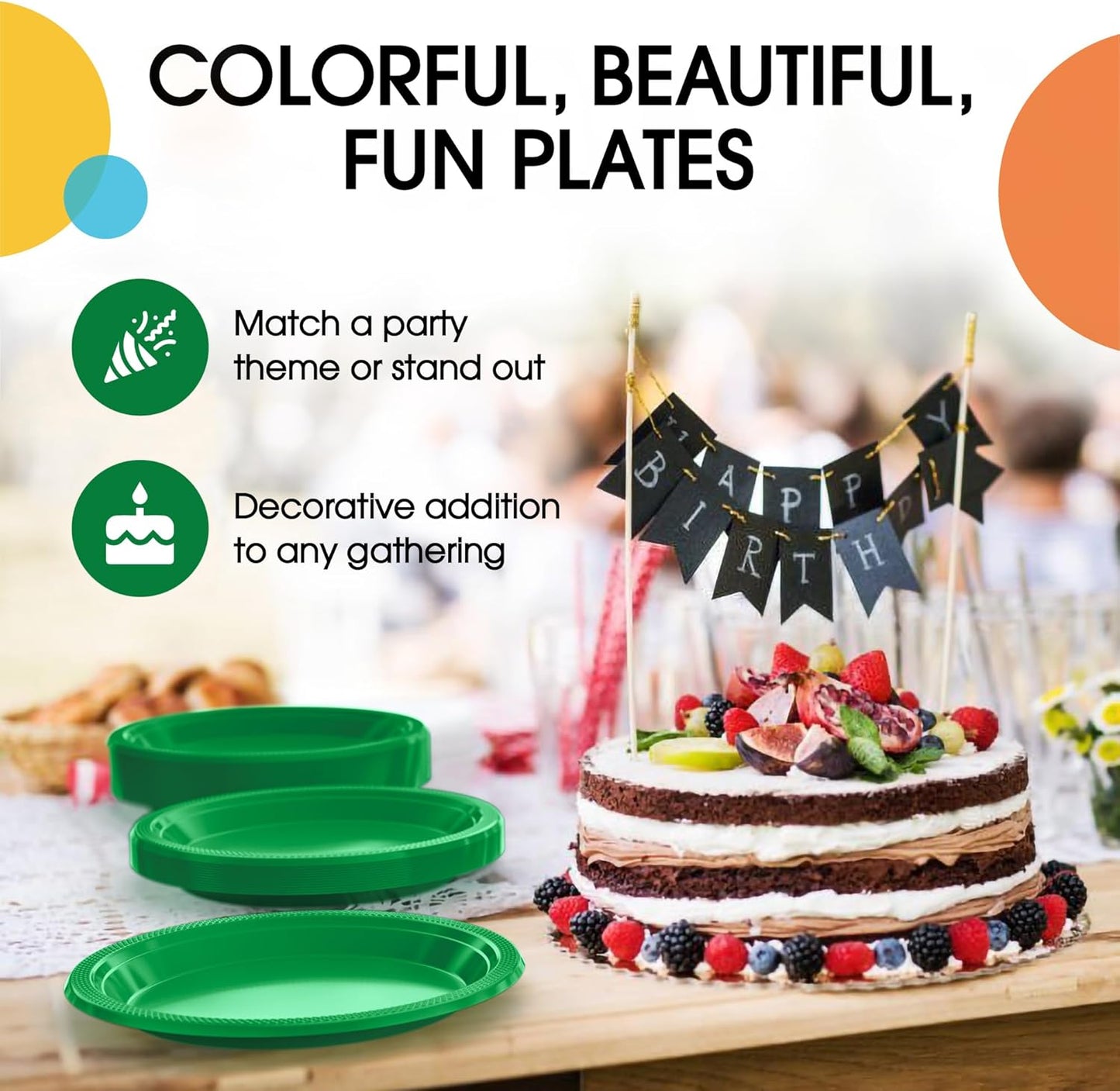 Exquisite Party Solids Emerald Green Plastic Plates For Party 7" Emerald Green Disposable Plates Heavy Duty 100 Pcs Plastic Dinnerware Sets Heavy Duty 350 GSM Disposable Dinnerware Set