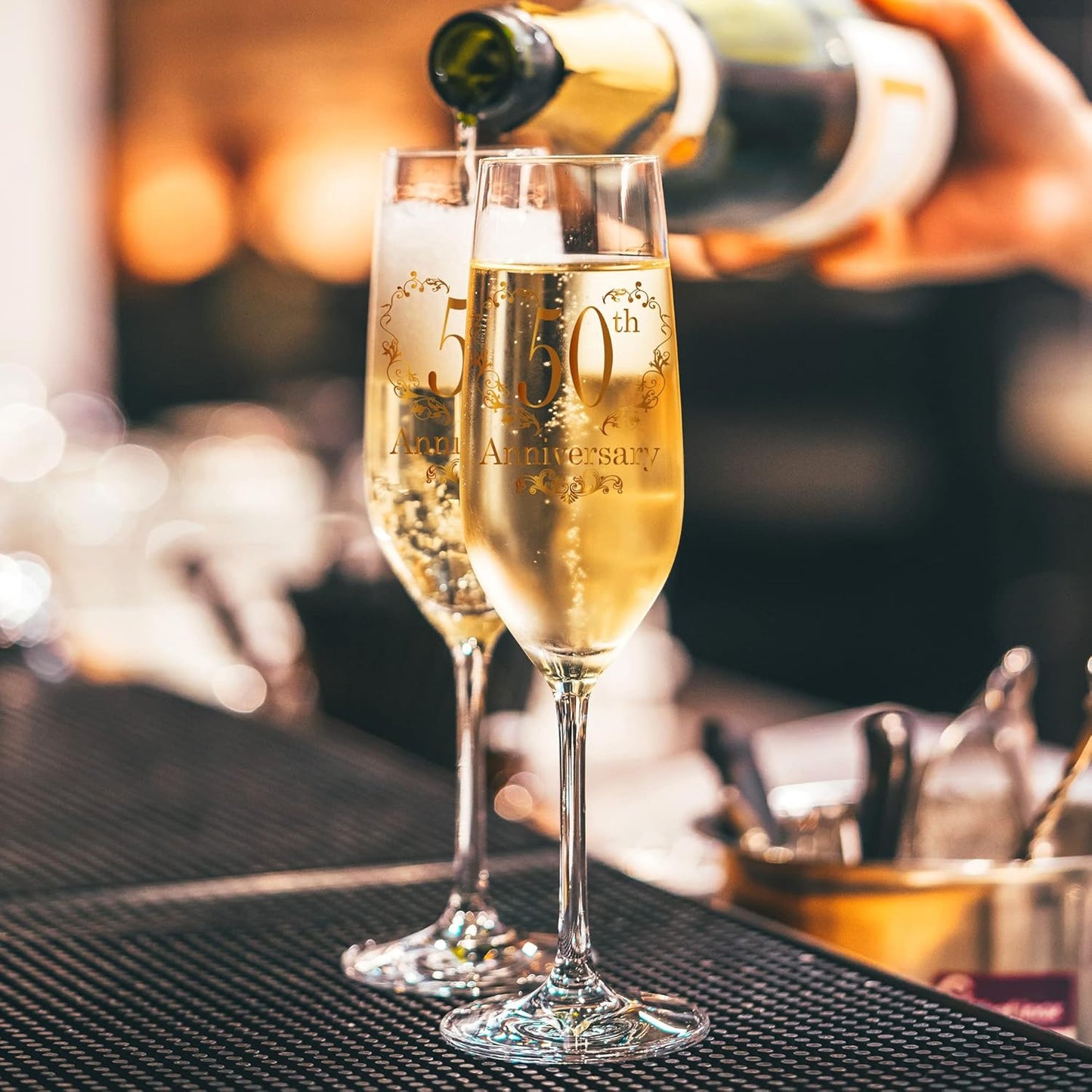 50th Wedding Anniversary Champagne Flutes, Couple Gifts for Anniversary, Wedding Anniversary's Champagne Flutes Glasses Set of 2, Married Couples Gifts, Anniversary's 50th Gift for Parents