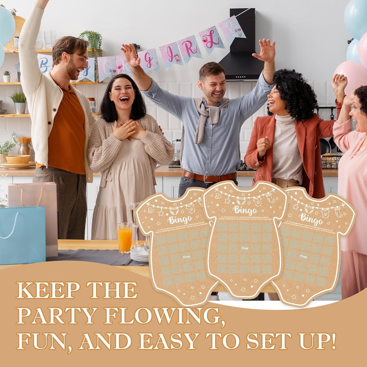 Baby Shower Games, Bingo Cards, Set of 30, Baby Shower Decorations, Ice Breaker Game, Ages 18+