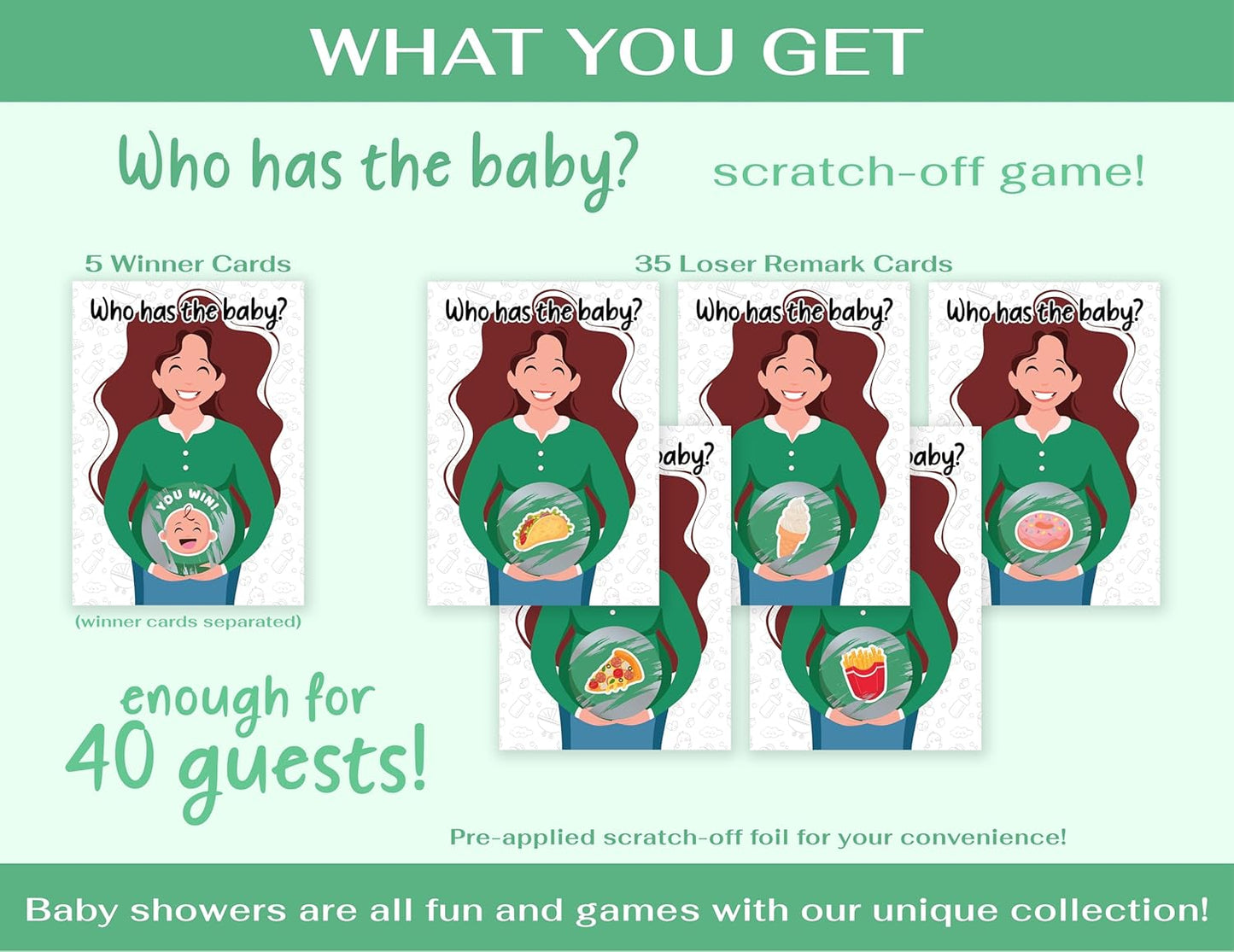 Party Hearty Baby Shower Games for Girl and Boy, 40 Emoji Scratch Off Lottery Tickets, Baby Games Ideas, Scratch Off Game