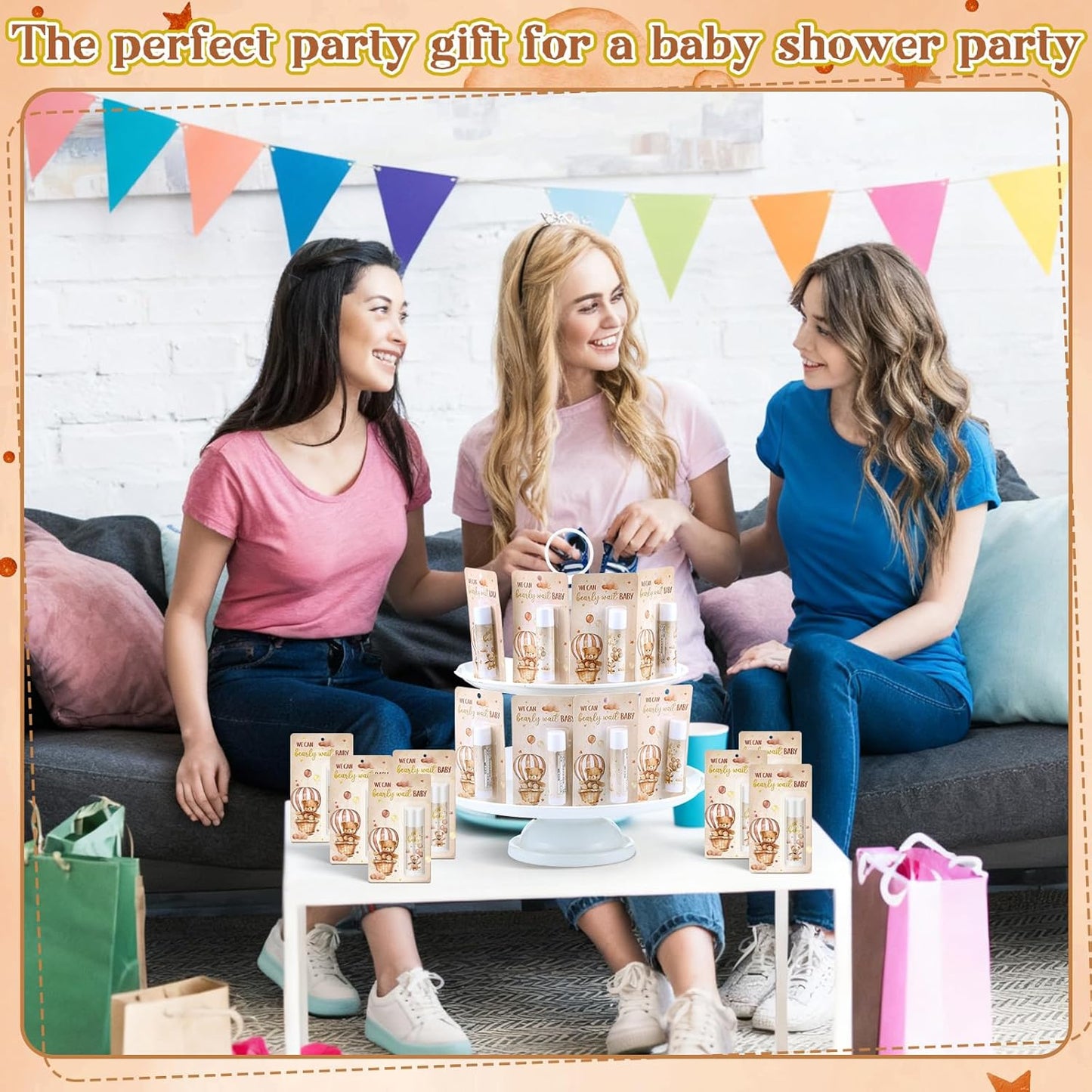 50 Pack Bear themed Baby Shower Favor Baby Shower Lip Balm Party Gifts for Guest Games Prizes Friends Gender Reveal Girls Boys Halloween Thanksgiving Christmas