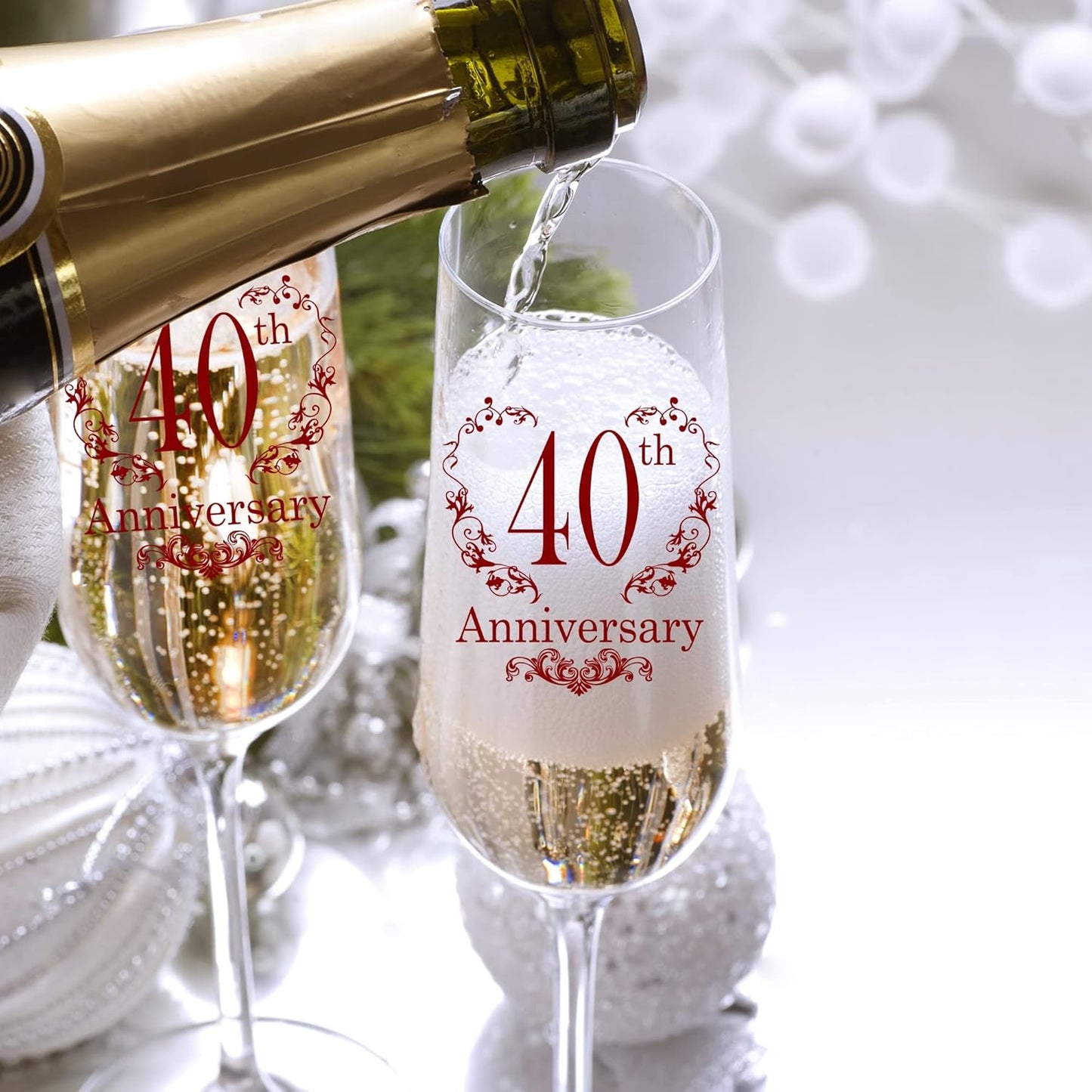 40th Anniversary Champagne Flutes, 40th Wedding Anniversary Couple Gifts, Wedding Anniversary Champagne Flutes Glasses Set of 2, Couples gifts, Anniversary 40th Gifts for Parents