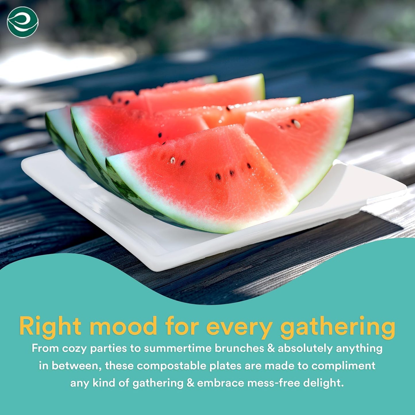 ECO SOUL Compostable Paper Plates 10 Inch (200 Count) Heavy Duty Disposable Dessert Plates, Eco-Friendly Sugarcane Bagasse Small Plates For Appetizer- White