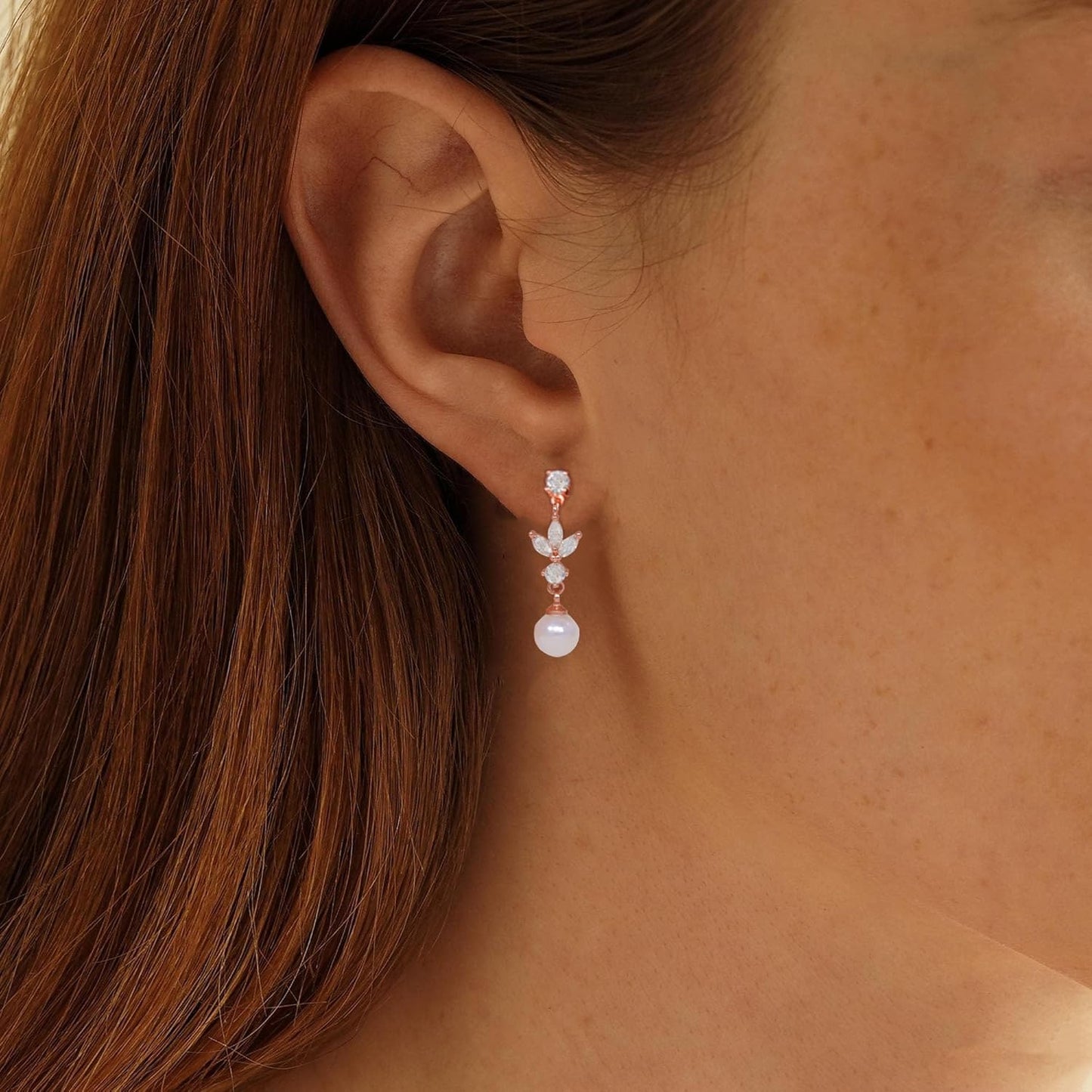 SELSHE Dangle Earrings for Women, 14k Gold Plated Pearl Drop Earring Dainty Gold Earrings for Women Trendy Cute Prom Bridal Earring Long Wedding Pearl Earring Formal Jewelry