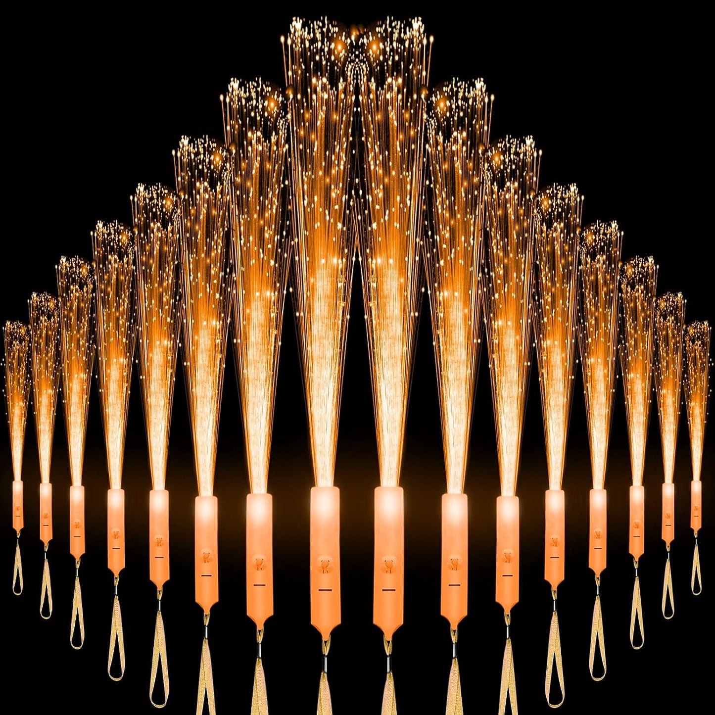 18 PCS Orange LED Fiber Optic Wands Glow Sticks, Light Up Wands, Fiber Optic Lights Rod, Flashing Wands with 3 Light Modes for Wedding,Halloween,Christmas, Neon Party Favors Supplies