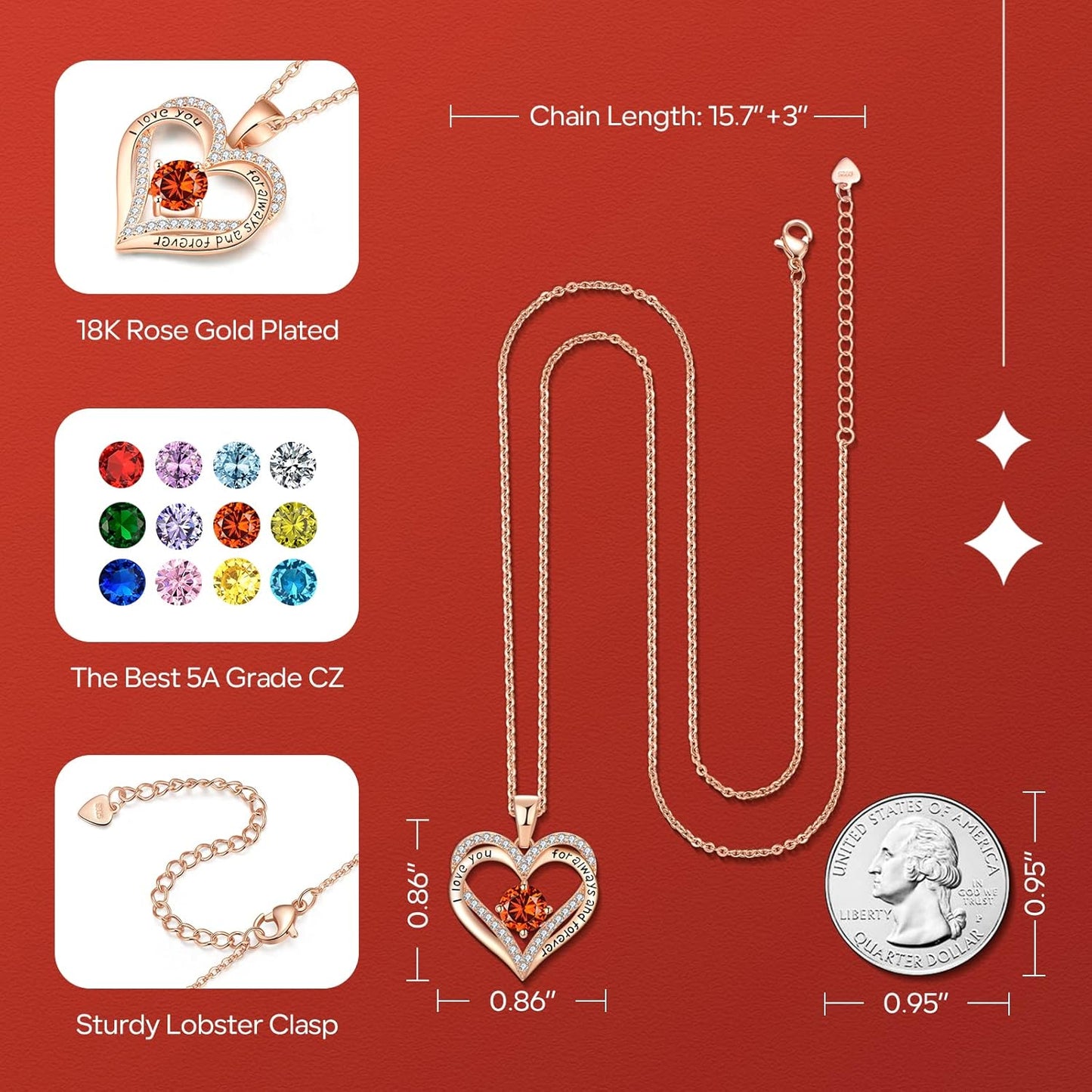 18K Rose Gold Necklaces for Women Birthday Gifts for Women Jewelry for Women Birthday Gifts for Wife Girlfriend Daughter Wife Birthday Gifts for Anniversary Mothers Day Christmas Valentines Gifts