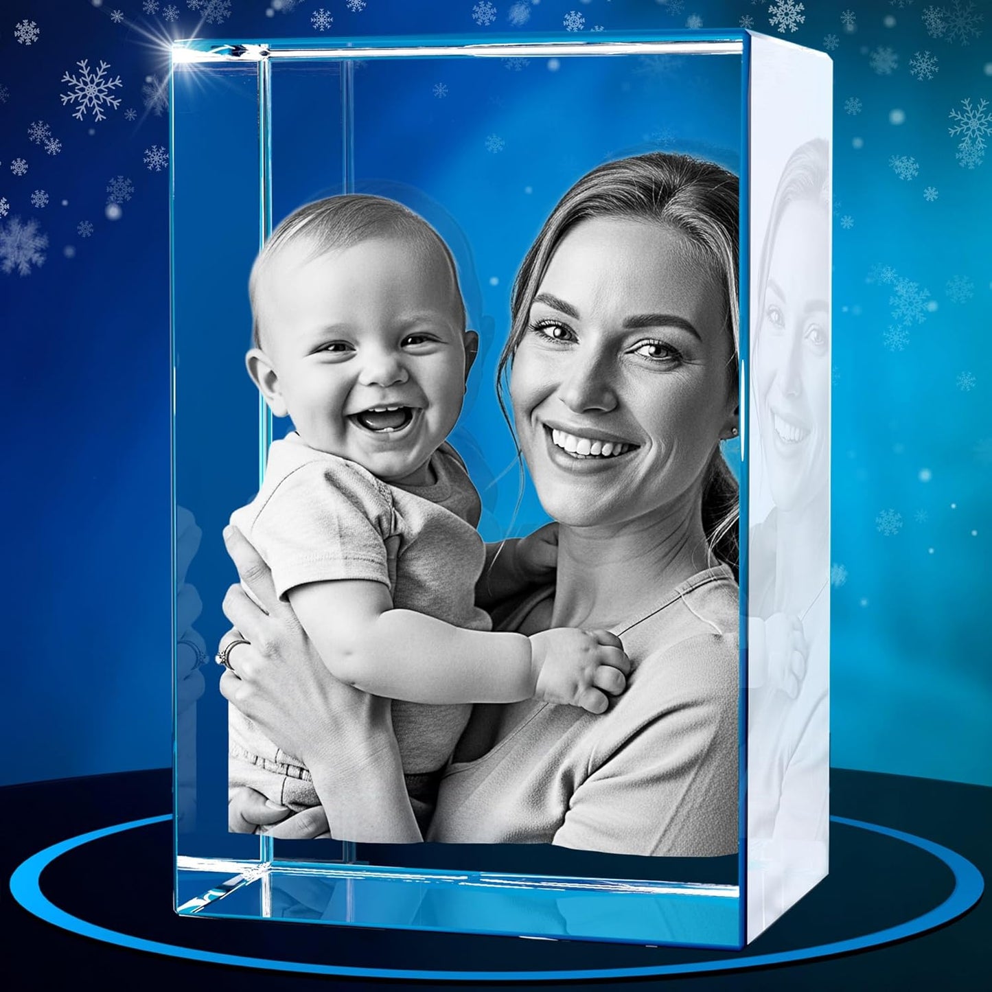 ArtPix 3D Crystal Photo, Christmas Personalized Gifts for Women, Wife, Her, Him, Men, Husband, Grandma, Great Xmas Customized Gift With Your Own Photo, Custom Glass 3D Laser Etched Picture Wedding