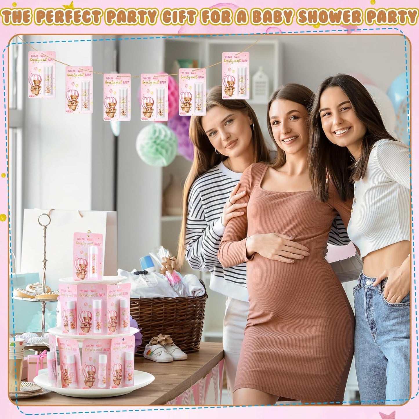 50 Pack Bear themed Baby Shower Favor Baby Shower Lip Balm Party Gifts for Guest Games Prizes Friends Gender Reveal Girls Boys Halloween Thanksgiving Christmas