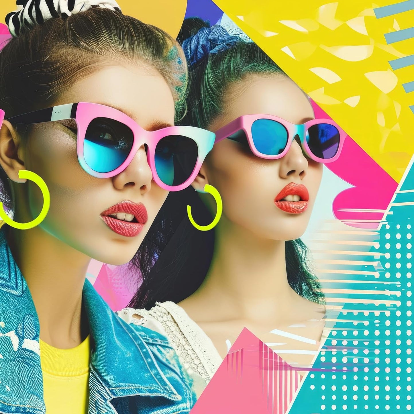 80s 90s Neon Earrings for Women Retro Cassette Tape Hoop Earring Candy Color Lightweight Acrylic Stud Dangle Earrings for 80S Costume Outfits Dancing Glow Party Accessories