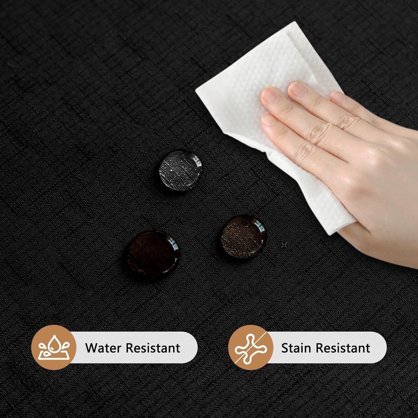 Fabric Black Rectangle Table Cloth, Faux Linen Textured Stain Resistant & Wipeable Tablecloth for 8 Foot Rectangular Table, Easy Clean for Dinning Banquet Party, 54 x 108 Inch