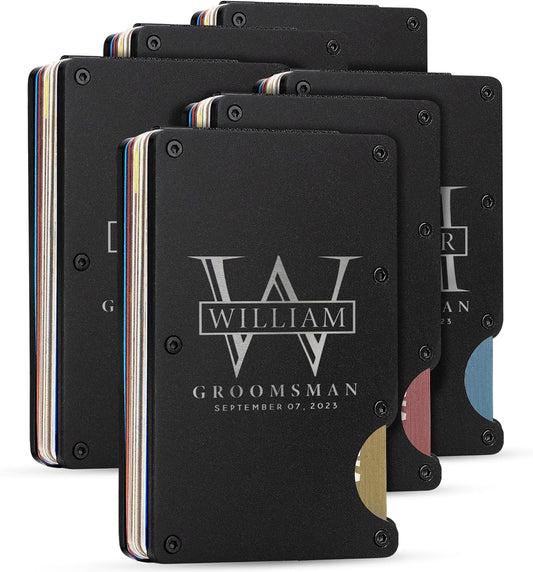 Amazing Items Set of 6, Groomsmen Gifts, Personalized Groomsmen Proposal Gifts, Groomsman Gift for Wedding, Custom Groomsmen Gifts Wallet Set, Groomsman Gifts for Men - D3