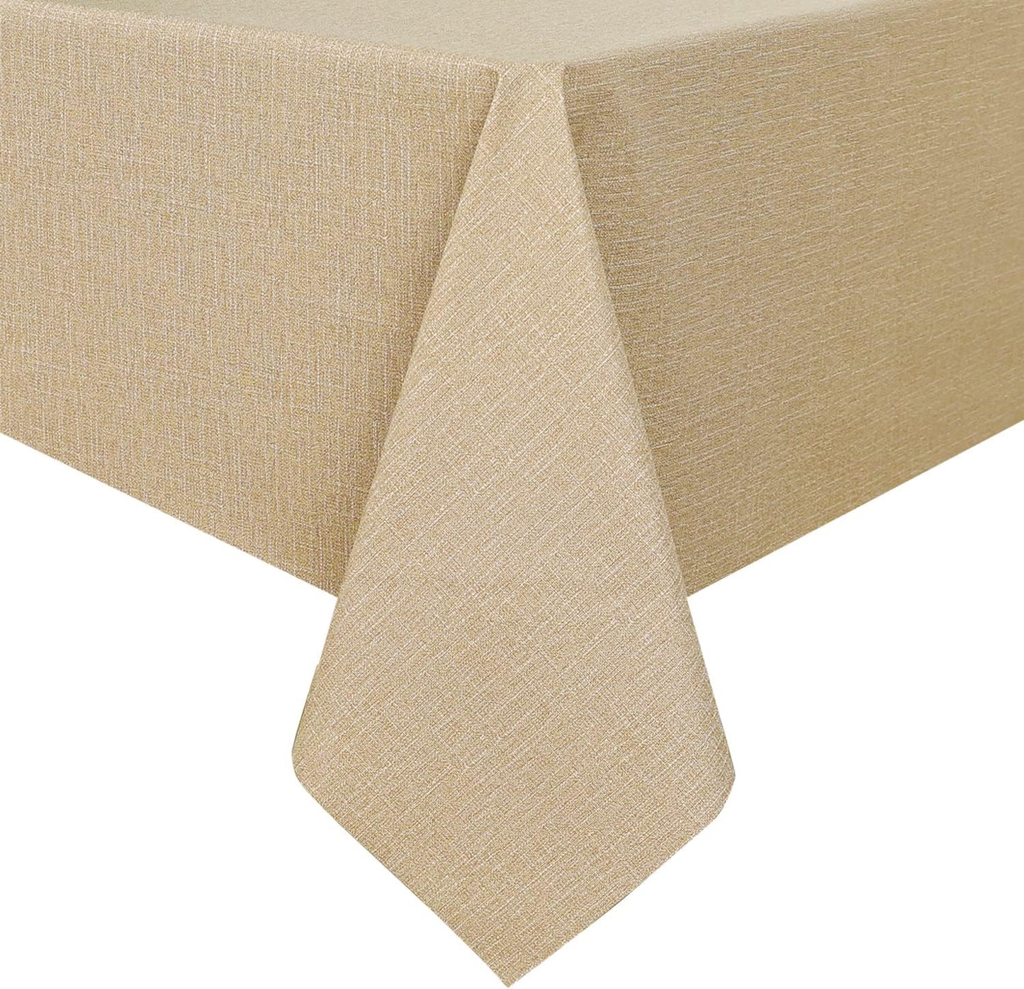 Romanstile 100% Waterproof PVC Tablecloth, Rectangle Oil Spill Proof Stain Resistant Vinyl Table Cloth, Wipe Clean Plastic Table Covers for Kitchen/Dining/Parties - 54 x 78 Inch, Khaki