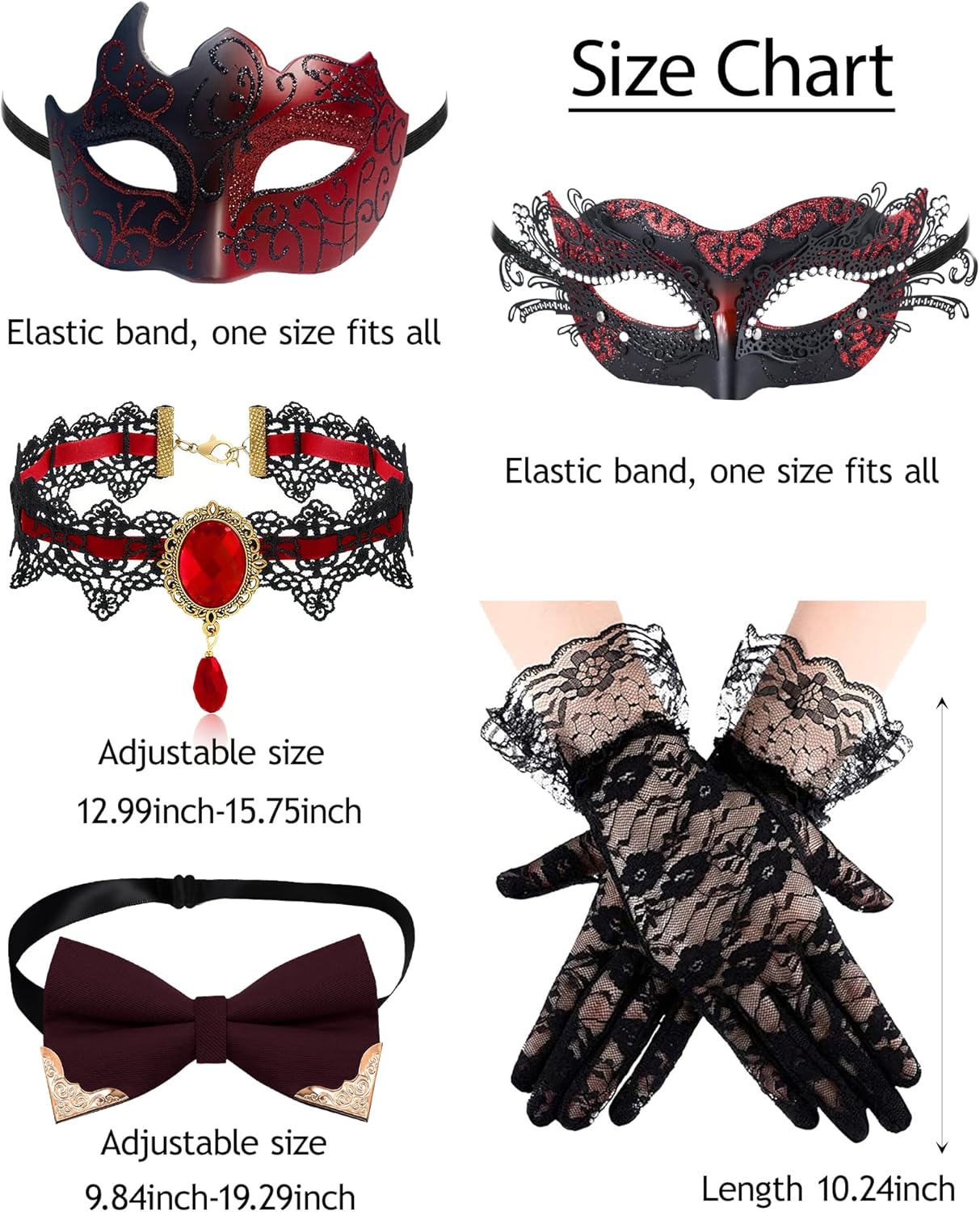 Masquerade Mask for Couples Women Men Set Halloween Mardi Gras Venetian Lace Masquerade Mask Costume Accessories