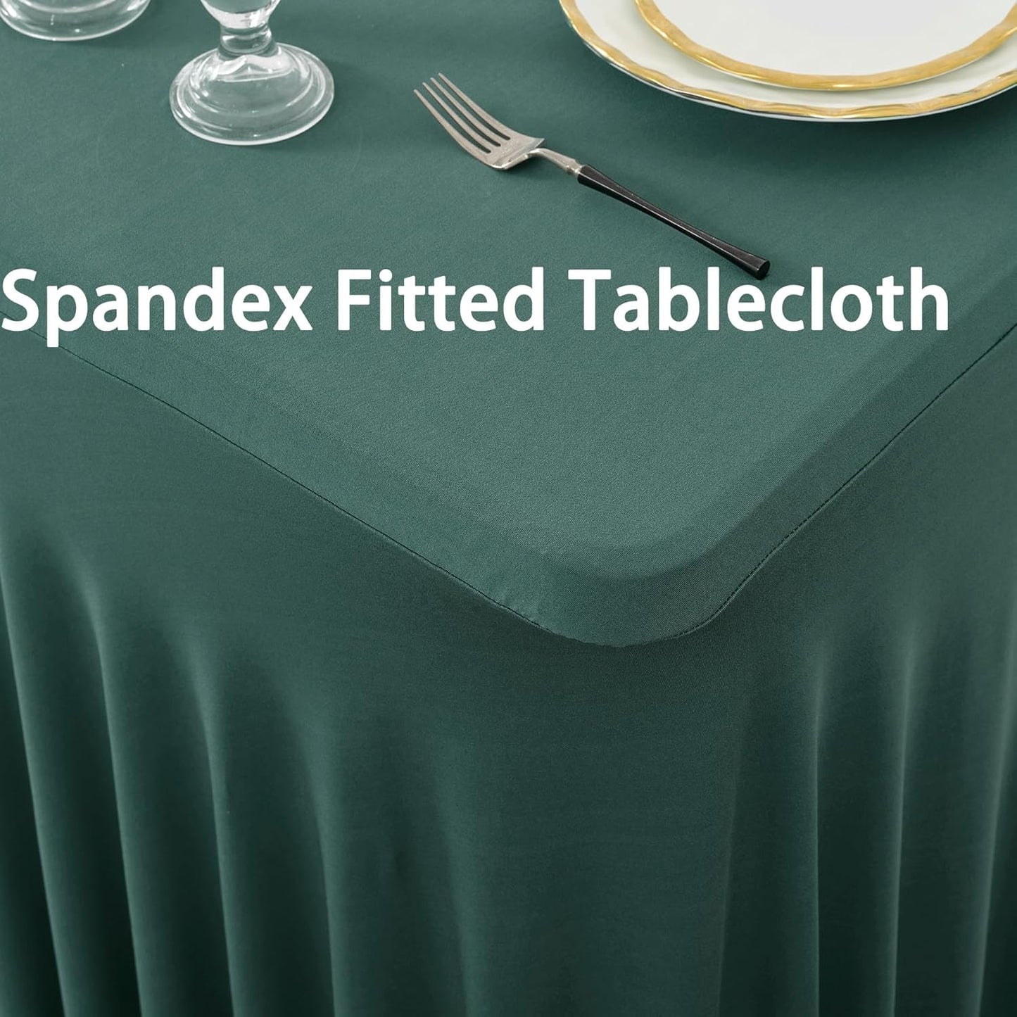 6 Pack Hunter Green Spandex Tablecloth for 8 Foot Rectangle Tables, Wrinkle Free Fitted Table Cloth Cover 8FT Green Stretchy Tablecloths with Skirt for Parties Weddings Birthday Banquet Baby Shower