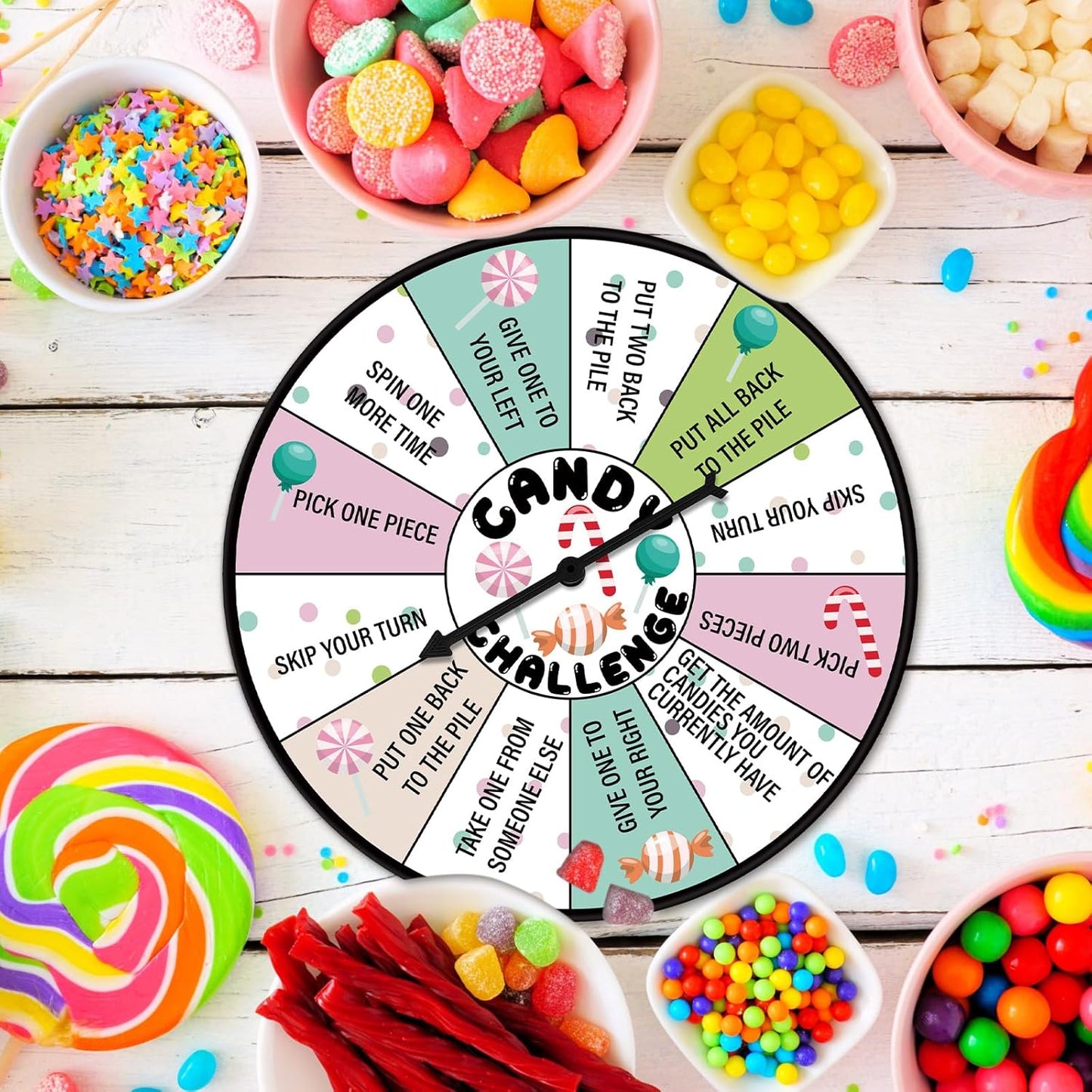 HyDren Candy Challenge Game Spinner for Sleepover Party Spa Slumber Party Supplies Girls Pajama Spa Birthday Meeting Favors for Girls Kids