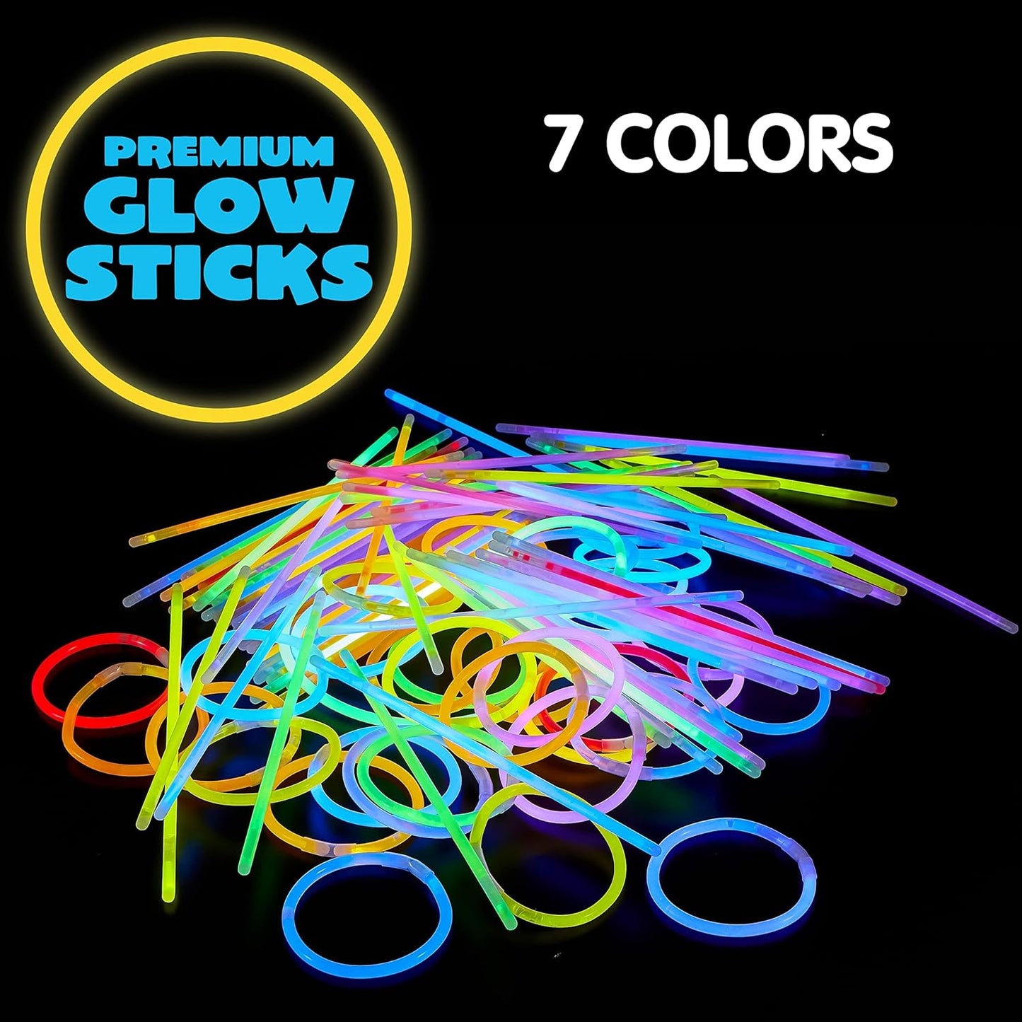 JOYIN 600 Pcs 8" Glow sticks Bulk Party Favors Pack, Neon Glow in the Dark Party Supplies, Light Up Necklaces and Bracelets with Connectors, Christmas, Halloween, Football, Birthday Decorations