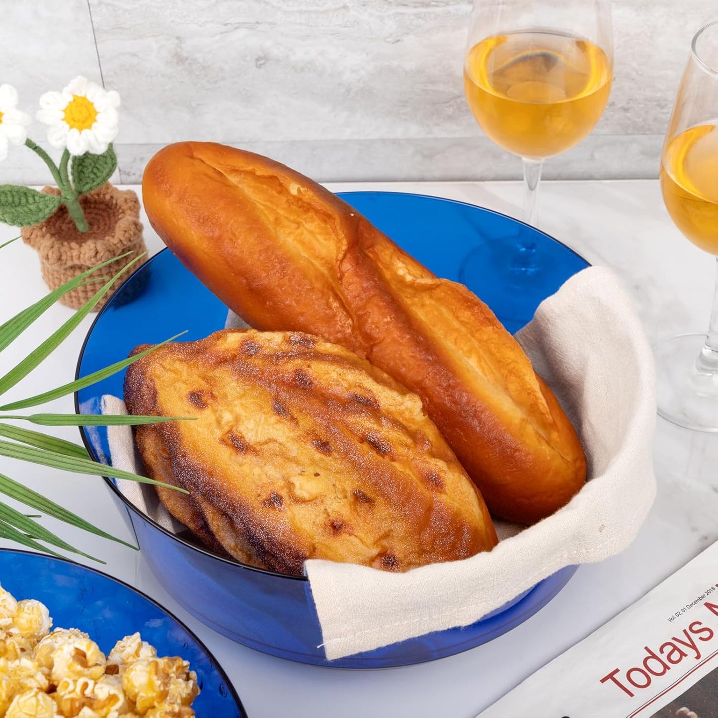 Hioasis 8 Pack Plastic Serving Bowls 128oz Clear Blue Plastic Bowls Heavy Duty Disposable Serving Bowls for Party Snack & Salad & Candy & Bar Buffet & Pool Party