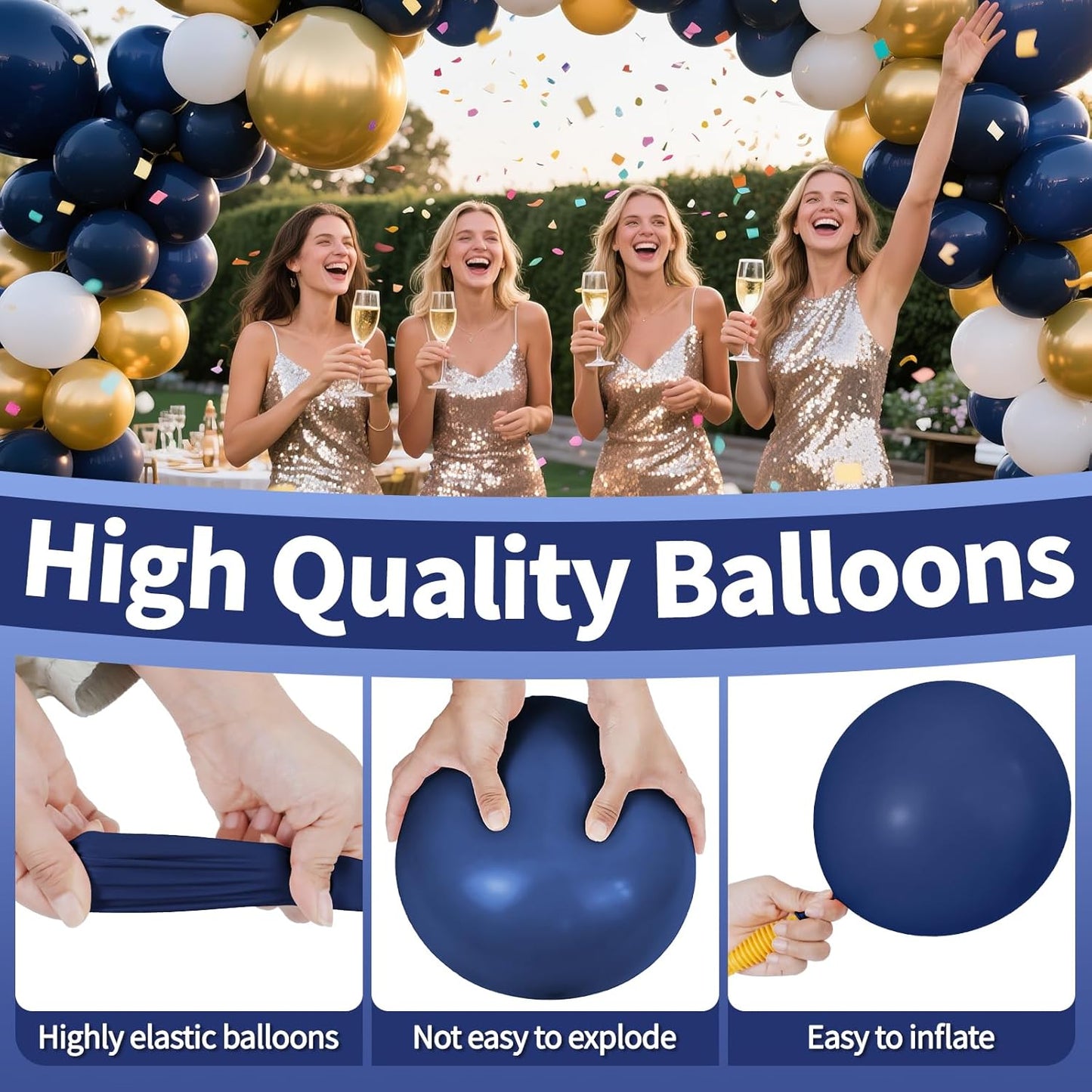 KAWKALSH Navy Blue Balloon 110pcs, 12 Inch Thickened Latex Party Balloons Helium Bright Color for Birthday Baby Shower Wedding Party Supplies Arch Garland Decoration